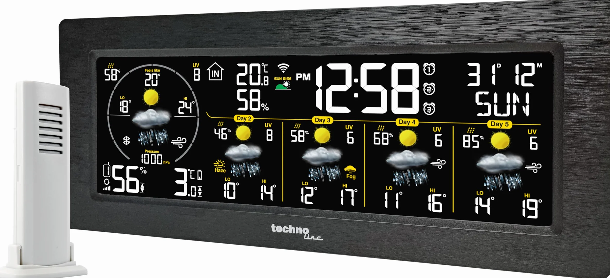 tchnoline Estación meteorológica Smart Life WD3050: predicciones precisas de 5 días, control de aplicaciones, funciones de alarma y más: ¡tu experto meteorológico personal en casa!