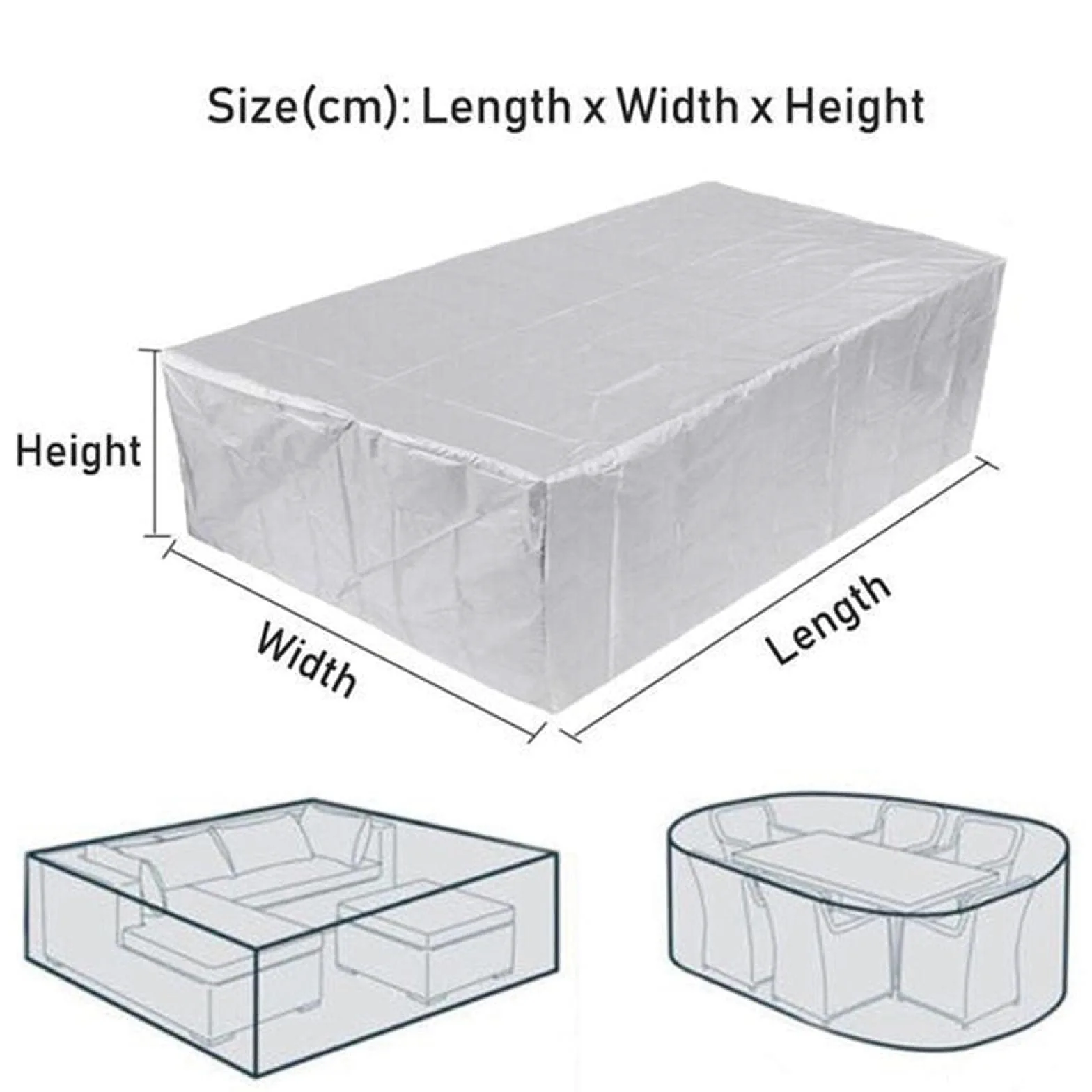 Fundas de Muebles de jardín,varios tamaños Funda para Muebles de Jardín Exterior Rectangular Impermeable,Anti-UV,Resitente al Polvo,para Sofa de Jardin al Aire Libre Patio 285x205x63cm Plata
