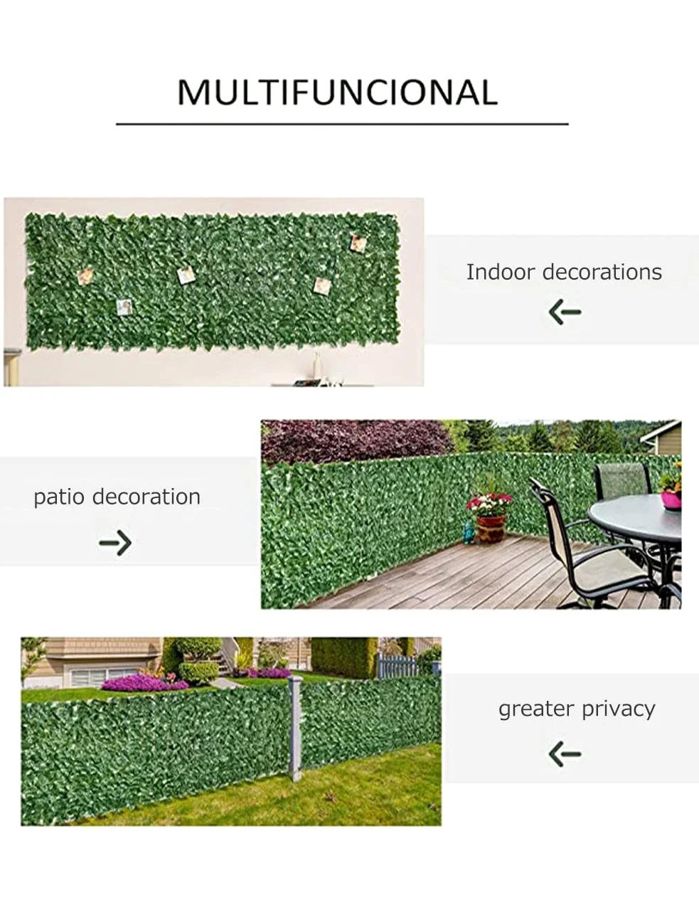 Seto Artificial Hiedra Artificial Ocultacion Jardin,Vallas para Jardin,Valla De Plástico Anti-Fading, Seto Artificial 0.5 1 1.5 2 Metros(Size:2x6m/6.56x19.69ft)