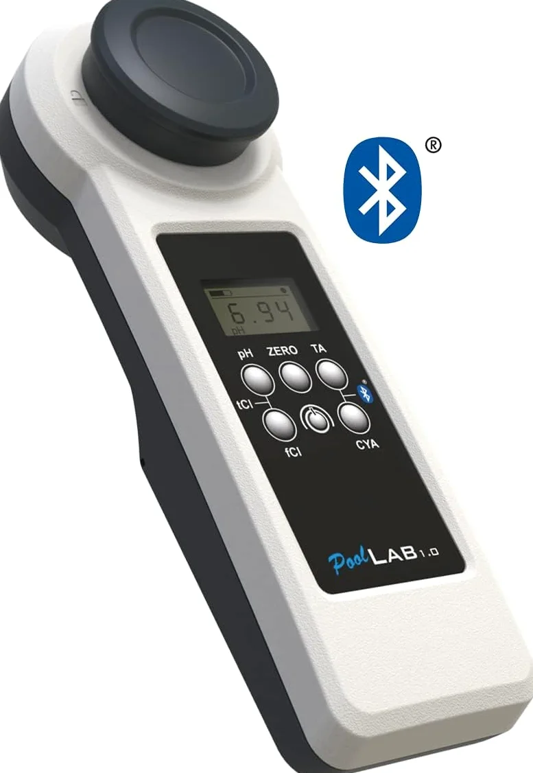 Edición especial: Fotómetro 13 en 1 PoolLab 1.0 - nueva versión - medidor de agua electrónico, fotómetro con 70 tabletas de prueba y paquete de recarga extra