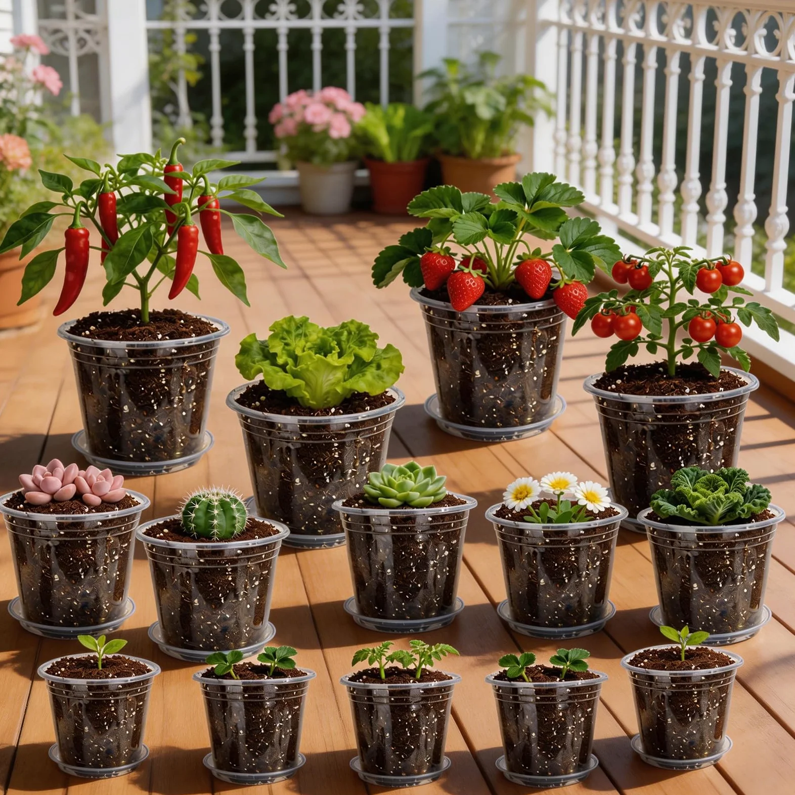 Paquete de 24 macetas transparentes de 4/5/6 pulgadas para plantas, macetas de plástico con agujeros de drenaje, paquete variado, macetas de jardín para interiores y exteriores