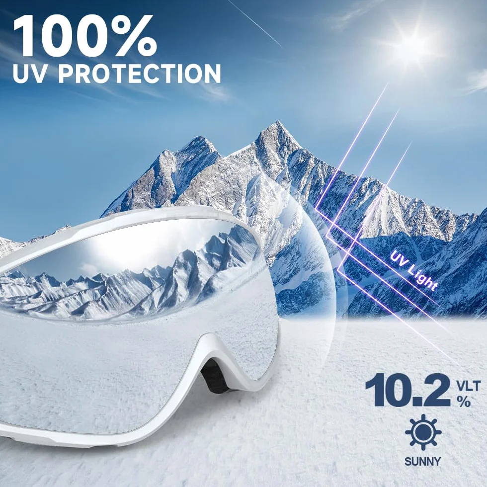 Findway Gafas de Esquí Máscara Snowboard Nieve Espejo OTG Casco Anti Niebla Protección UV