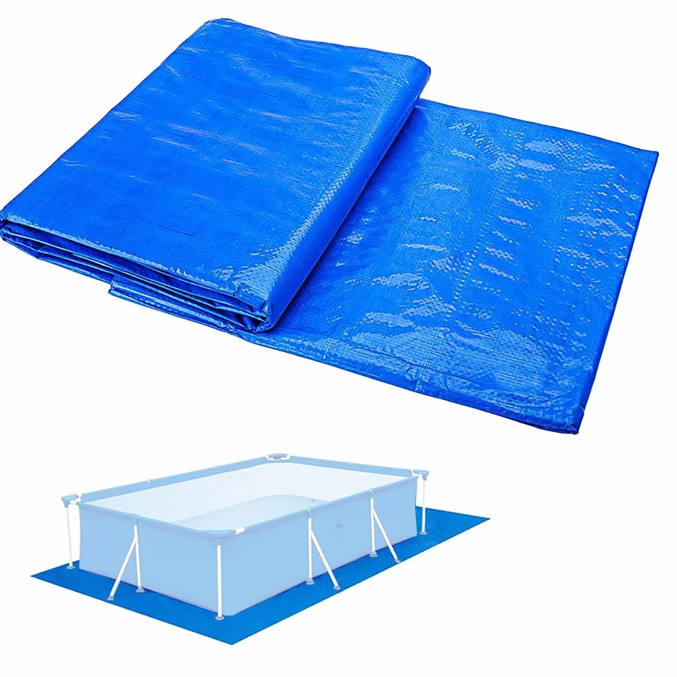 Alfombrilla Rectangular para Piscina Azul, Paño de Piso Plegable para Piscina Protector de Suelo Piscina Adecuado para Piscinas, Hinchables y Piscinas para Niños 295 x 206cm
