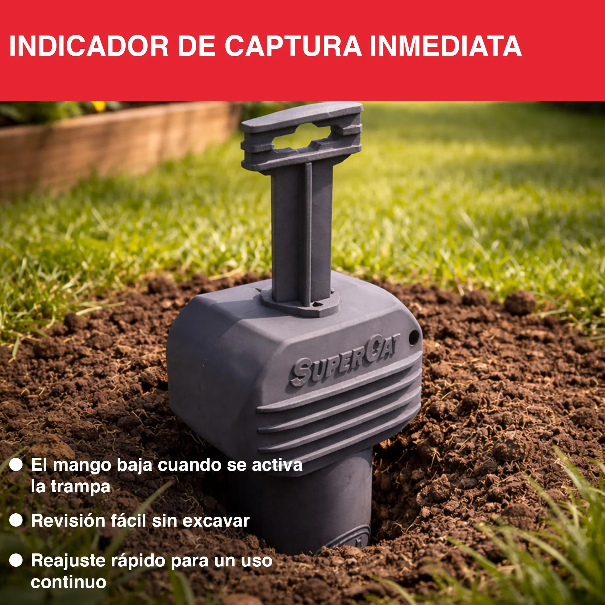 SWISSINNO Trampa para Topillos con Sonda SuperCat Incluida – Trampa Mecánica para Roedores Subterráneos, Control de Jardín, Reutilizable, Instalación en Túnel Vertical – 2 Trampa + 1 Sonda
