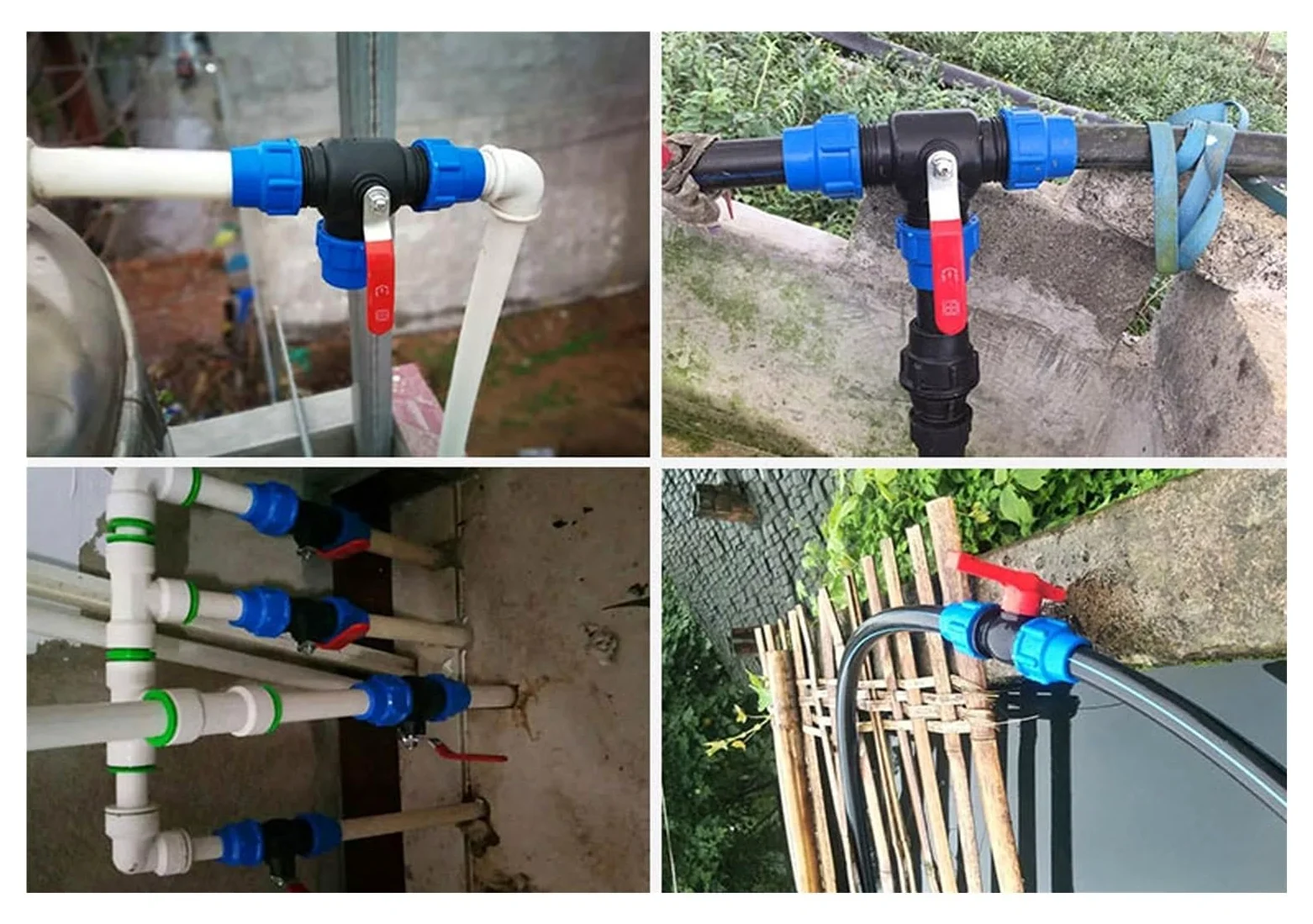 Desviador rápido de válvula de bola de plástico para jardín, hogar, PVC, polietileno, 40 mm, accesorios de tubería de agua para riego de césped, duradero y fácil de instalar