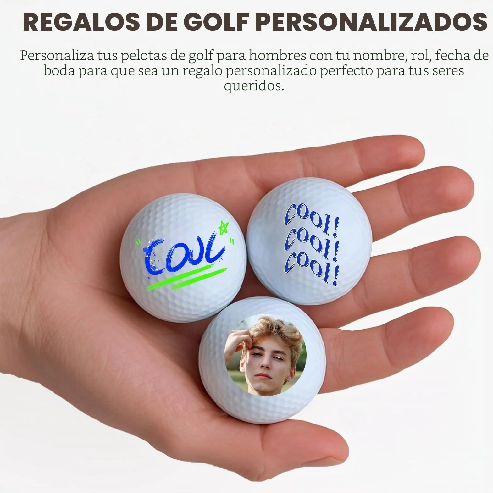 Pelotas de golf personalizadas de doble cara con nombre, logotipo o texto para regalos y eventos