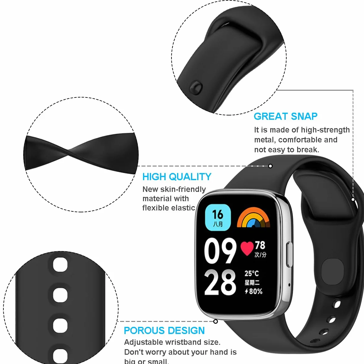 Pulseras Deportivas de Colores Compatibles con Redmi Watch 3 Active, Suaves y Transpirables Liberación Rápida (6 Piezas)