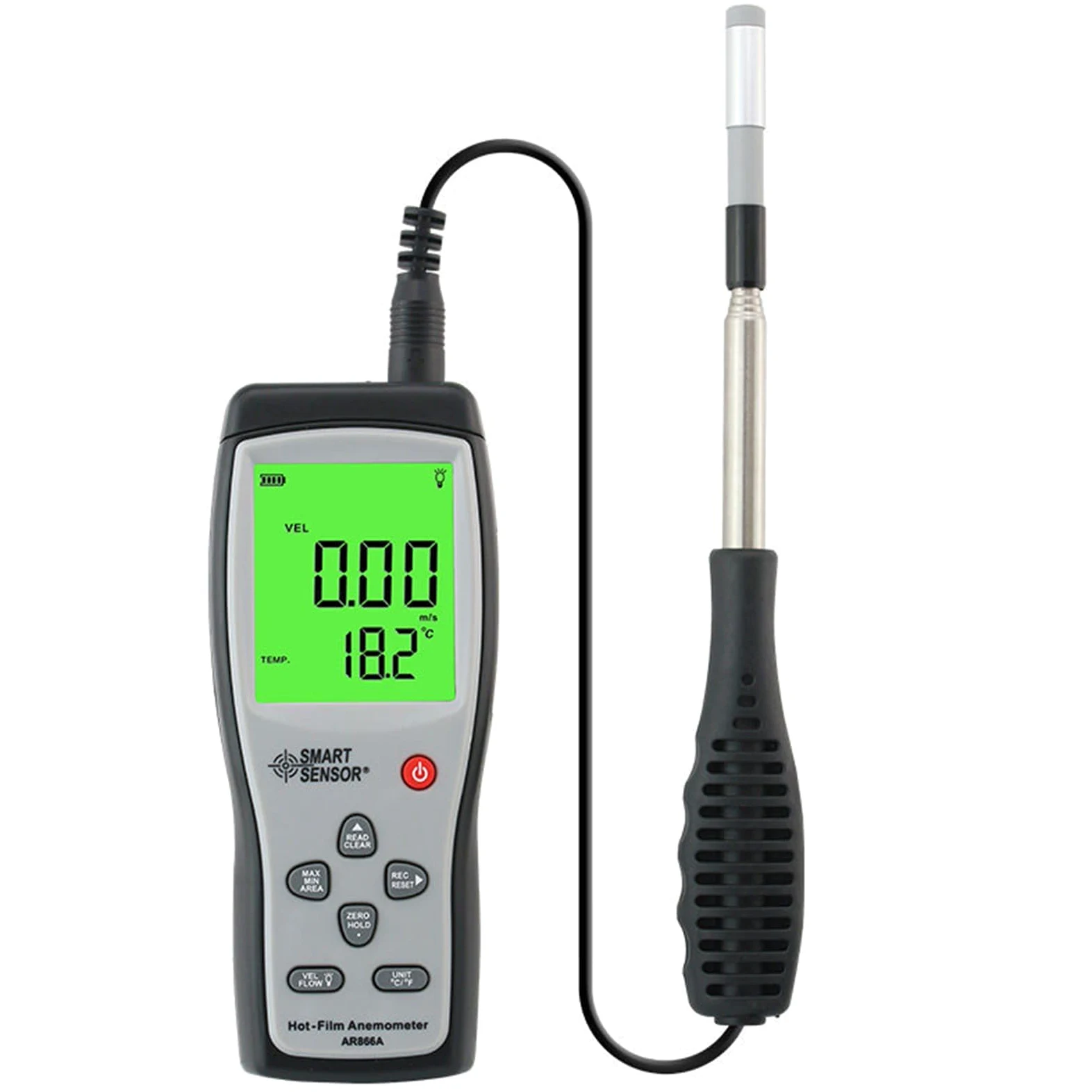 Anemómetro digital de mano, medidor de velocidad del flujo de aire, medidores de velocidad del viento, pantalla LCD grande, velocidad del viento 0~30 m/s, para campanas de flujo, salas limpias, veloci