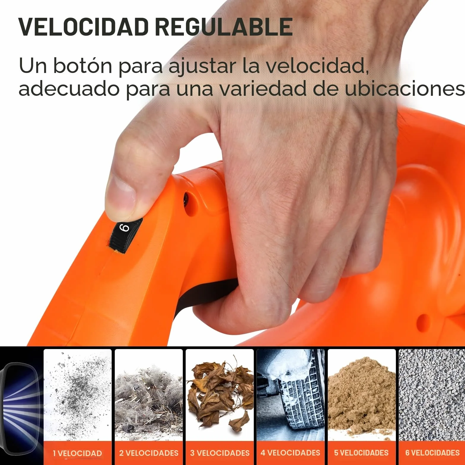 Soplador de Hojas, Bravolu 21V Soplador con Baterías Recargables de 2 X 4,0 Ah y Cargador, Flujo de Aire de 240 km/h, 6 Velocidades Soplador de Hojas Eléctrico