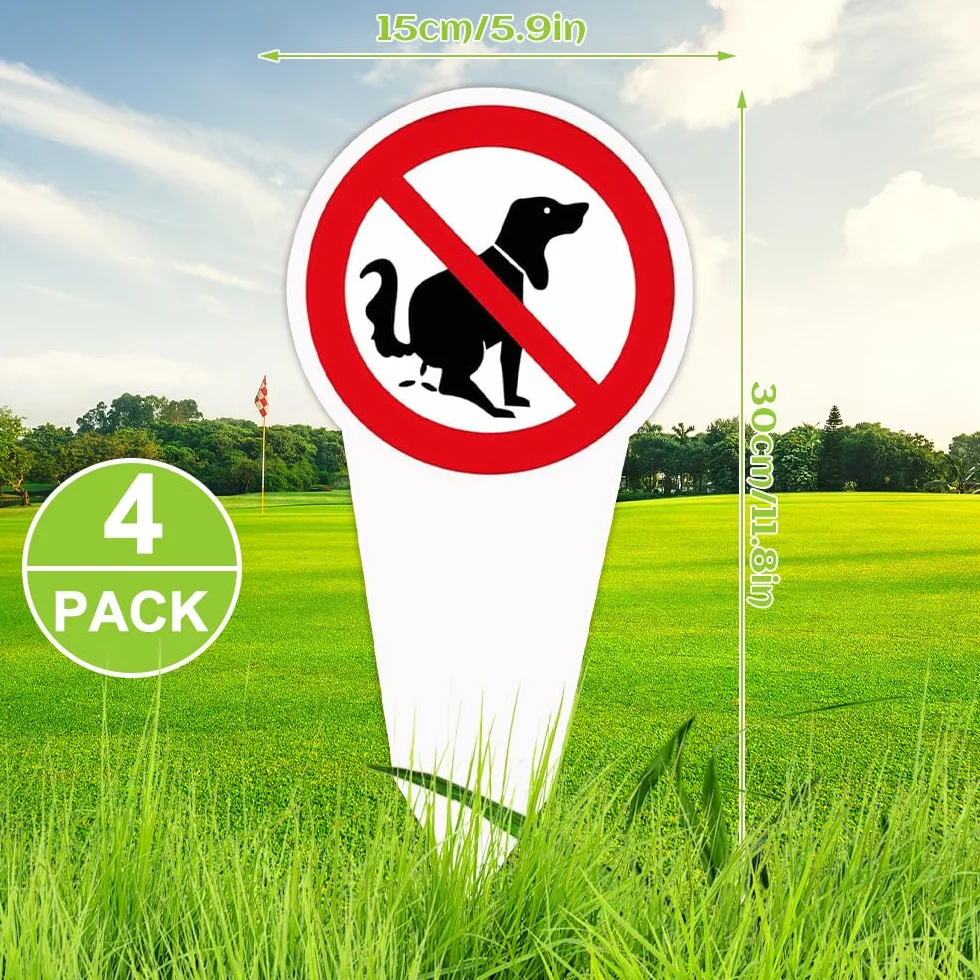 4 Piezas Cartel Prohibido Caca Perros, 30 x 15 cm Prohibido Caca Perro, Prohibido Cagadas de Perro Señal para Jardín Parque, Protección UV Resistente a La Intemperie, PVC