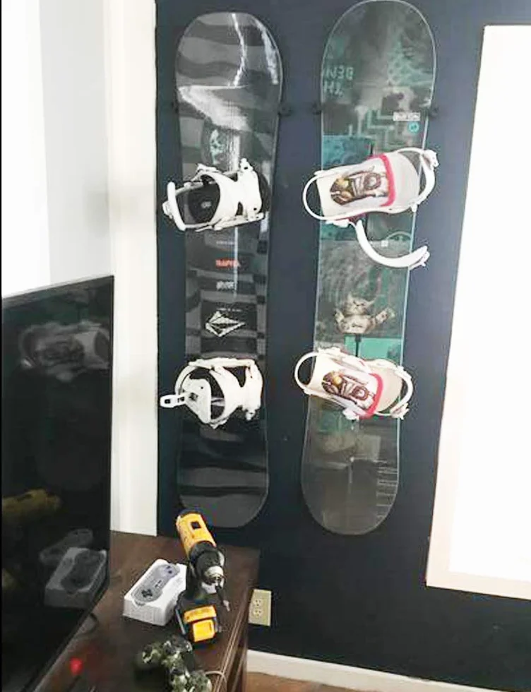 Soporte de pared para tabla de snowboard, almacenamiento para 5 tablas, diseño invisible