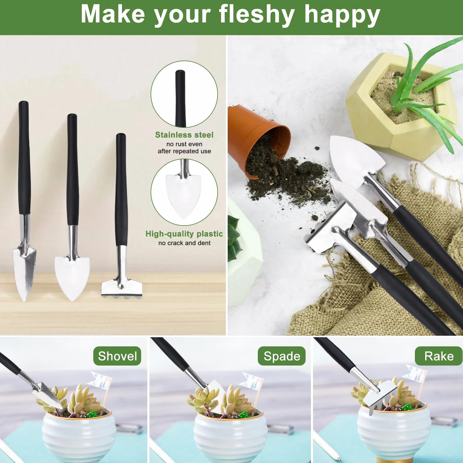 JOYBOY Juego de Herramientas de Jardín,Mini Herramientas de Jardinería,Estera para Plantas de Jardín,Kit de Jardinería Bolsa de Jardín,Herramientas para Plantas Suculentas Set,Herramientas Bonsai Kit