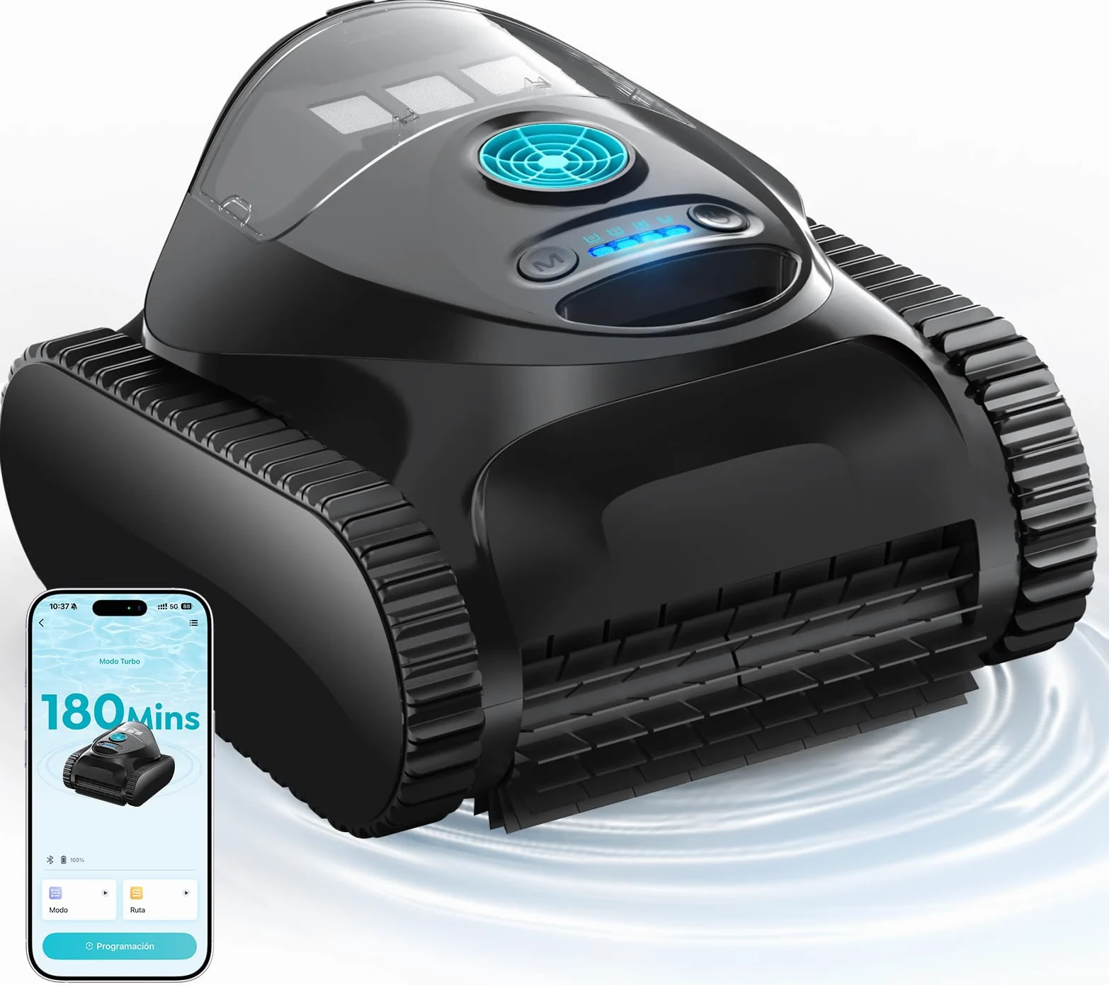 C1 Robot Piscina Limpiafondos y Paredes, Autonomía 180 min, Doble Filtración, 3 Motores, Control por App, Robot Limpiafondos Piscina Inalámbrico 150㎡, Azul Oscuro