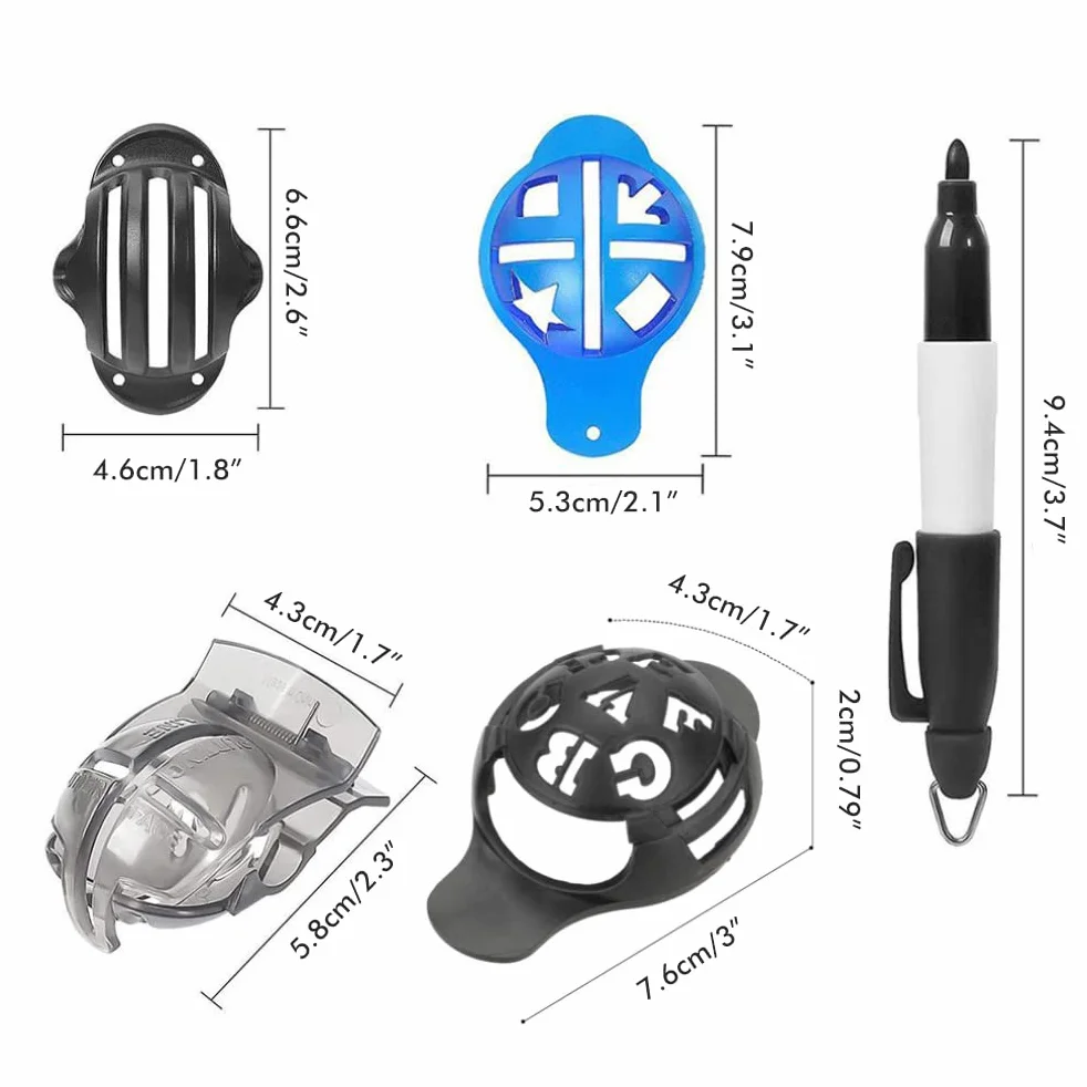 Kit de alineación de marcadores de Bolas de Golf 12pcs Plantilla de Revestimiento Herramienta de Poner