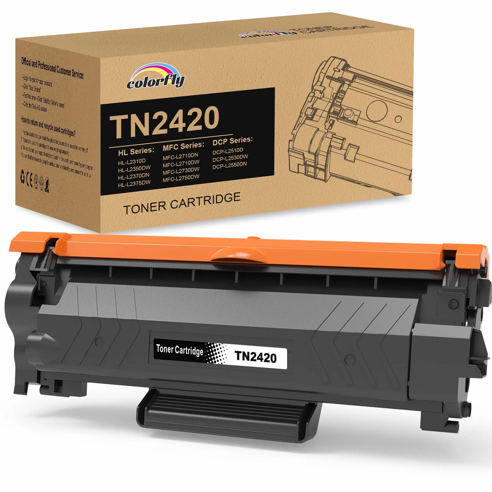 Colorfly TN2420 Cartucho de Tóner Compatible Brother Negro para MFC L2710DW L2750DW L2730DW DCP-L2530DW L2510D L2550DN HL-L2310D HL-L2370DN HL-L2350DW