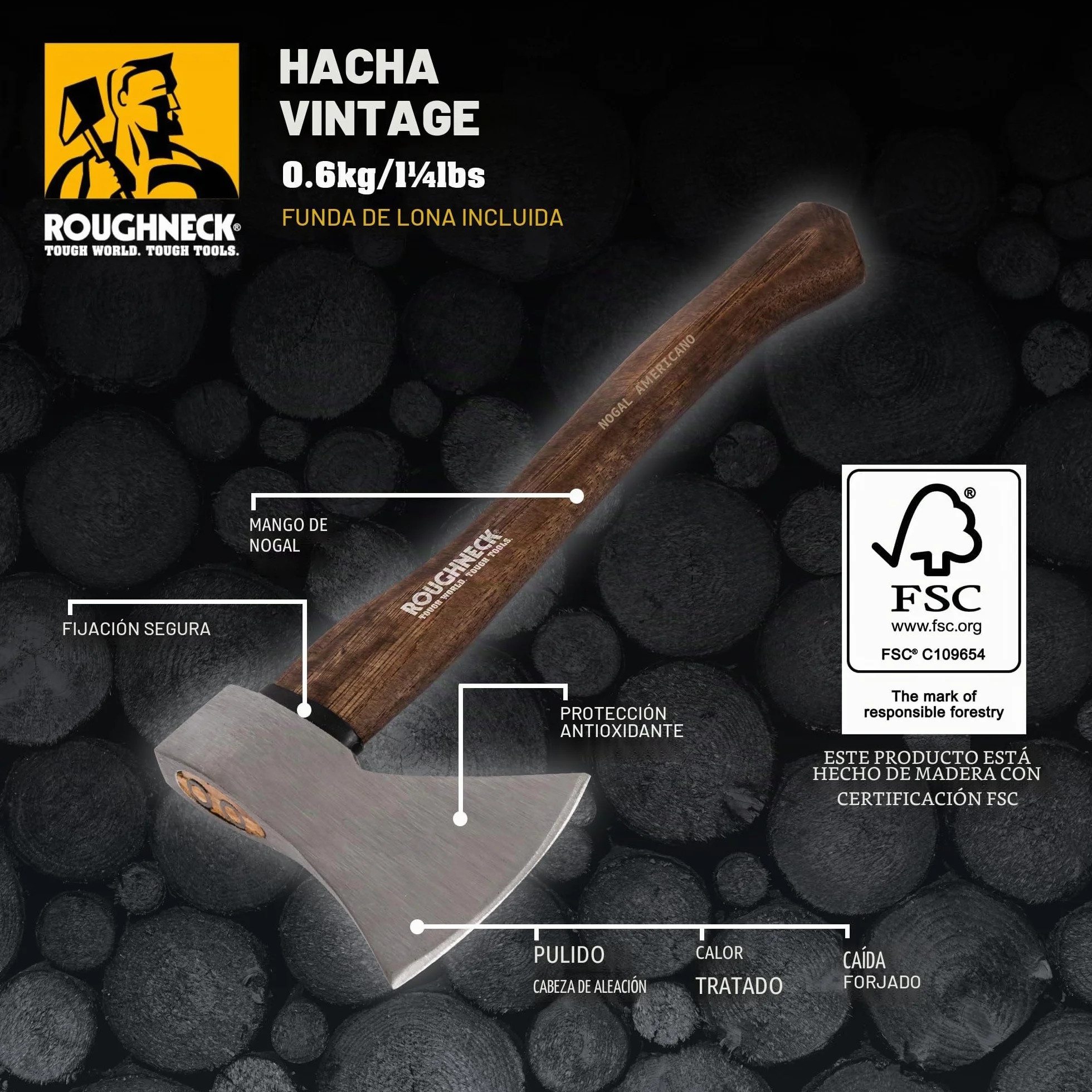 Roughneck Hache à main vintage ROU65670, marron, 0,6 kg/1¼lbs,