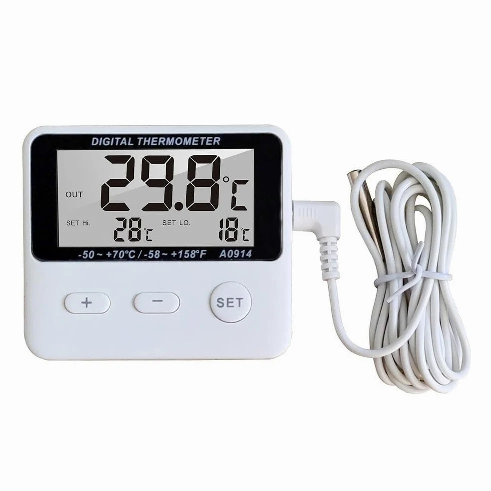 Mini termómetro digital LCD con sensor de sonda for tanque de agua, piscina, refrigerador, acuario, bodega.