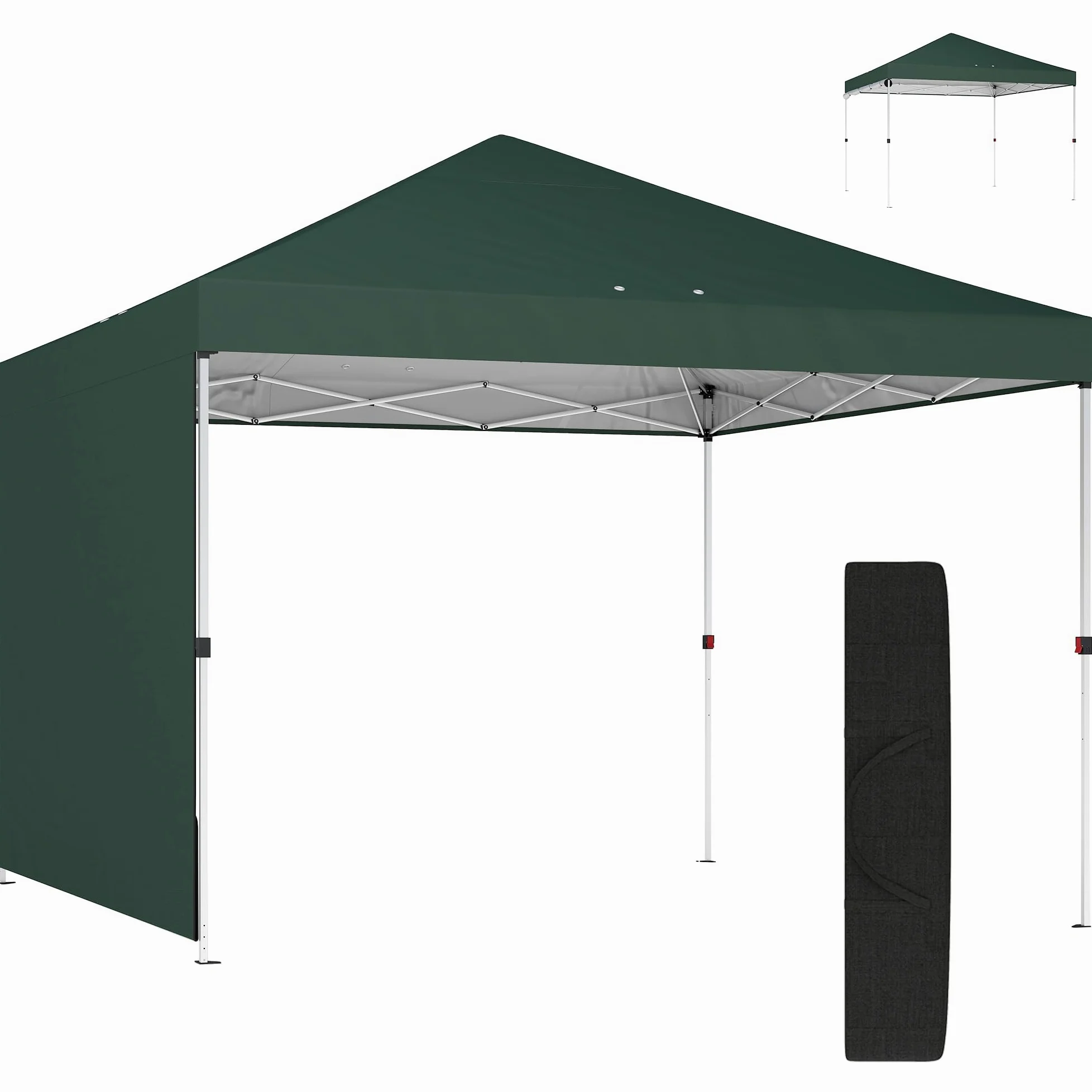 Outsunny Carpa Plegable 3x3 m Pop-up Cenador de Jardín con Protección UPF50+ y Pared Lateral
