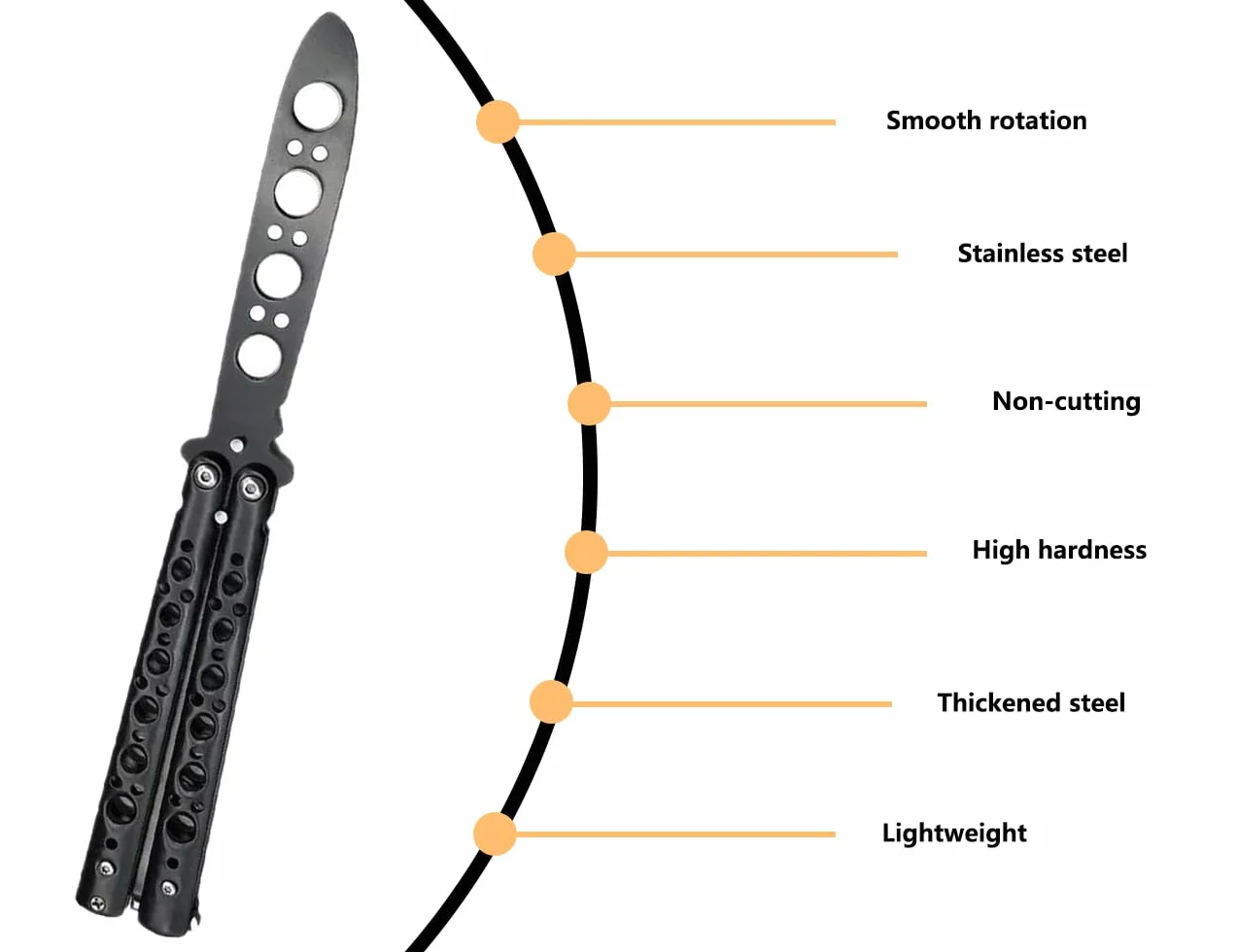 ZoeTekway Cuchillo mariposa entrenador placa roma negro