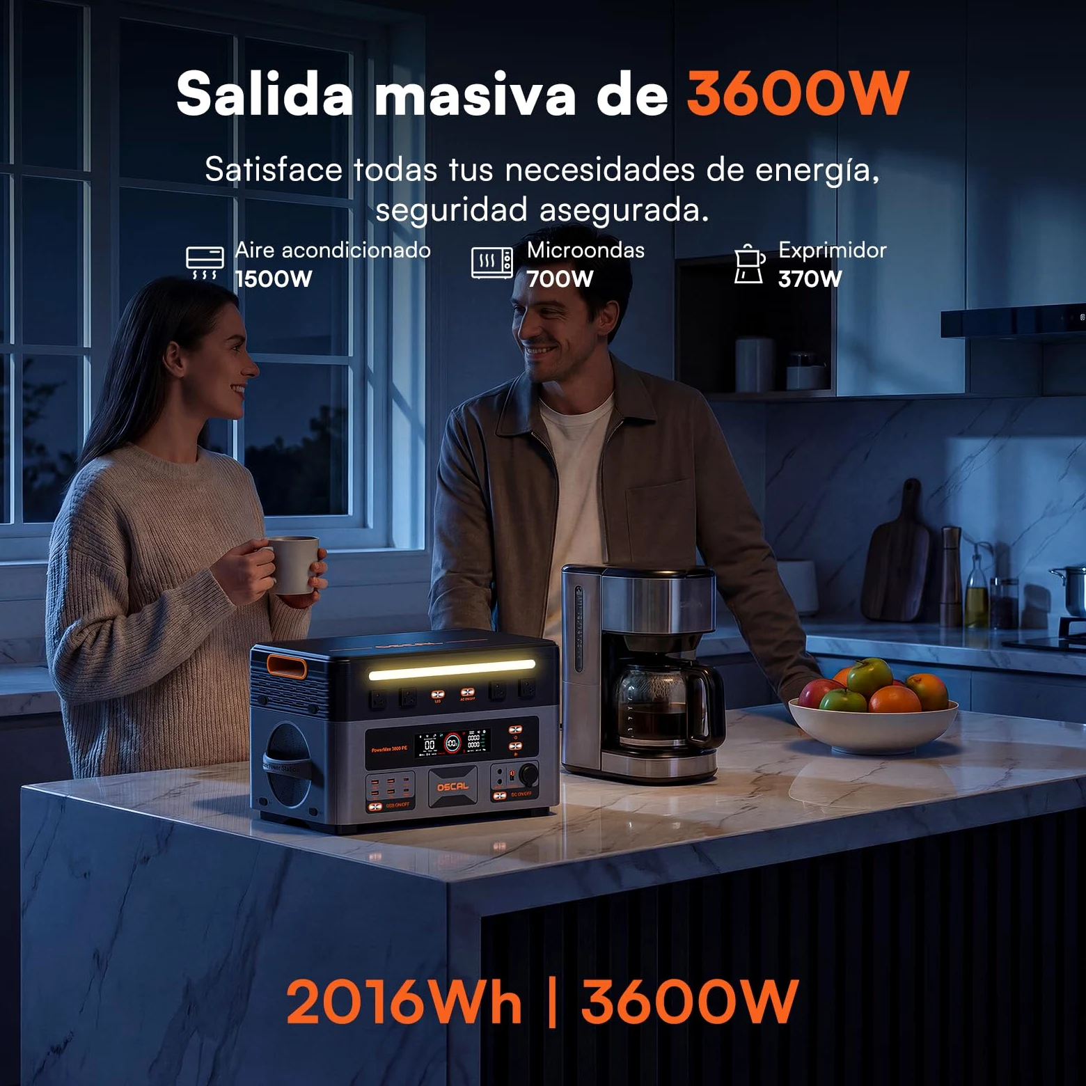 3600W Estación de Energía Portátil PowerMax 3600PE con 3 Panel 500W, Generador Solar 2016Wh, Batería LiFePO4, Carga Rápida 80% en 45min, APP, Power Station para Camping/Caravana/Emergencias