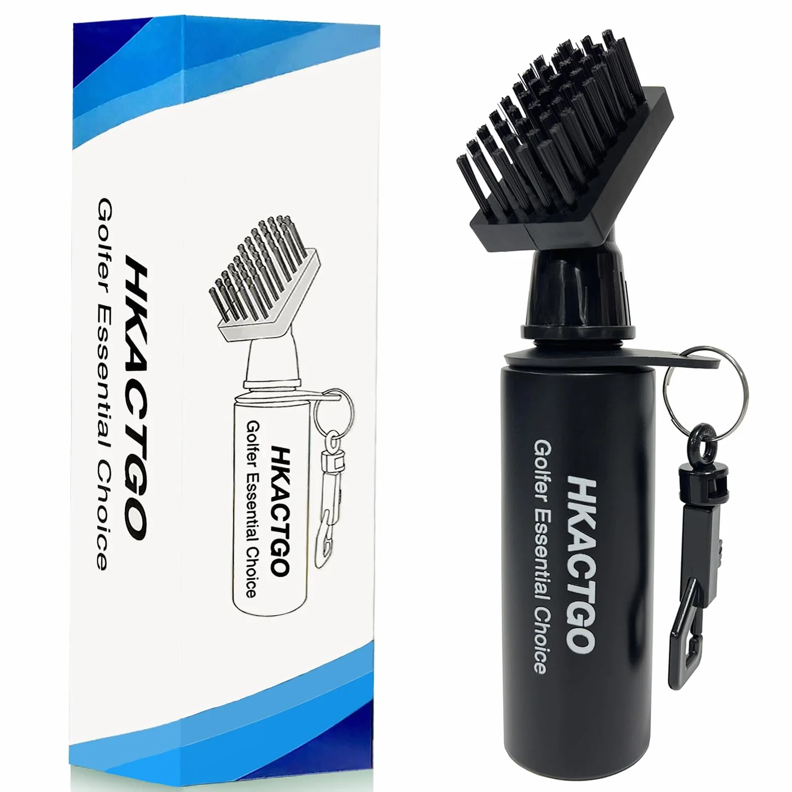 Limpiador de cepillos para palos de golf con clip y botella 7.5 pulgadas 4 oz