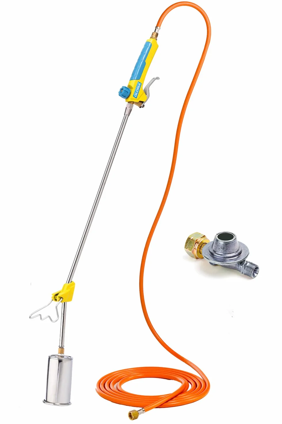 Gloria Bio Professional Plus - Juego de Quemador de Malas Hierbas a Gas, Potente y Duradero, para Grandes Superficies, conexión a Cartucho de Gas a presión, para la maleza del jardín y de los Caminos