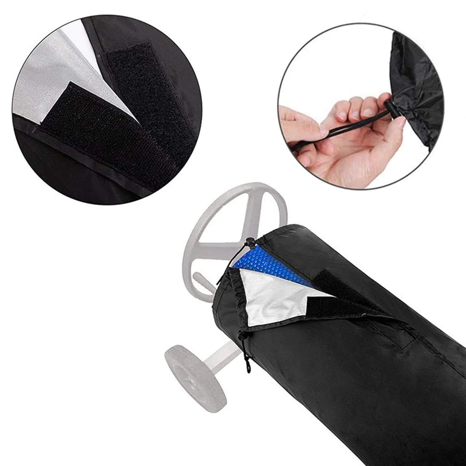 Cubierta para carrete de piscina – Escudo protector resistente, lona impermeable resistente a los rayos UV, correas ajustables fácil de montar | para bobina de cubierta solar para piscinas f