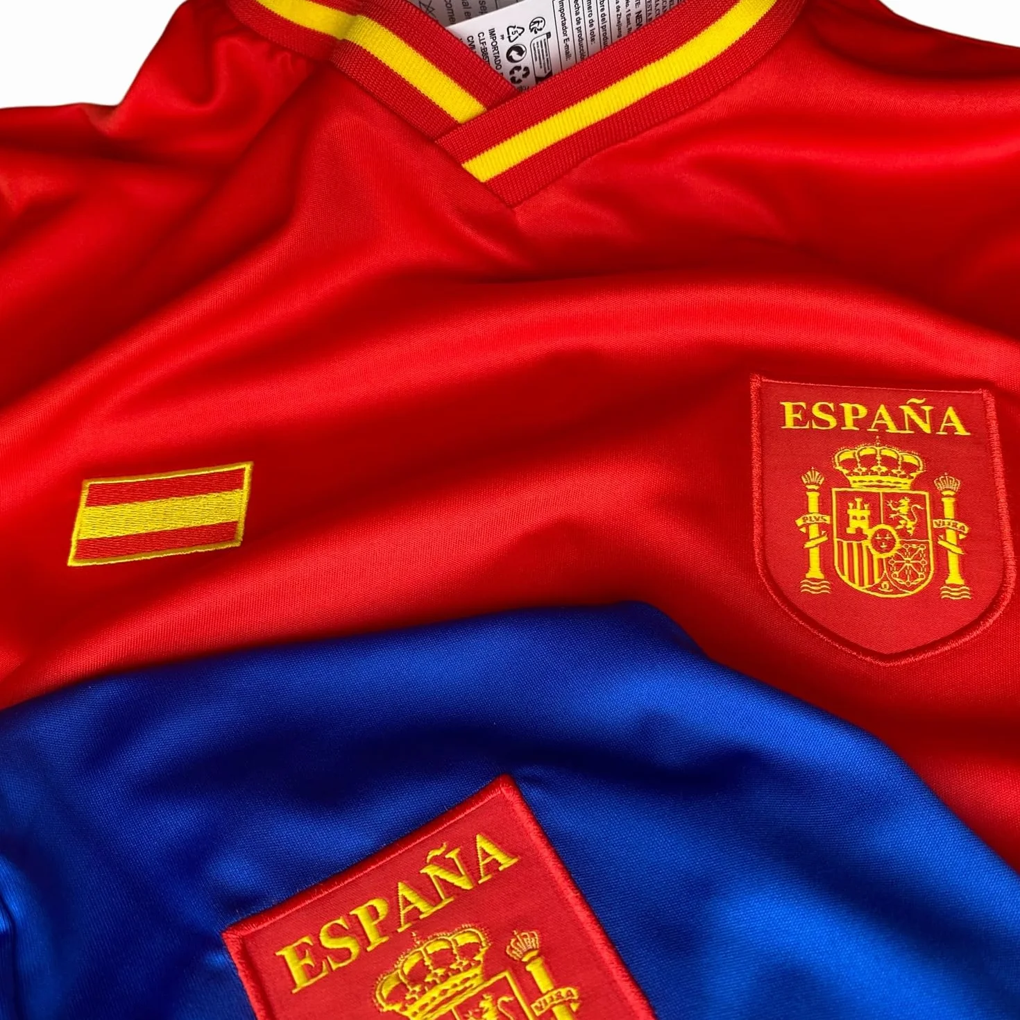Camiseta de Fútbol España Hombre Rojo Amarillo Poliéster Manga Corta Transpirable