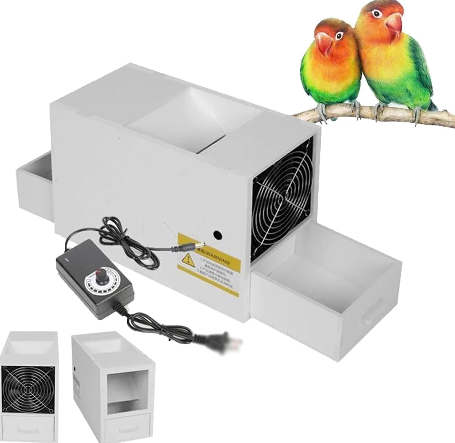 Divisor de cáscara soplada for alimento for pájaros, máquina aventadora de Limpieza de Granos, máquina limpiadora de Semillas for pájaros, con 2 cajones, Velocidad Ajustable, for mijo,