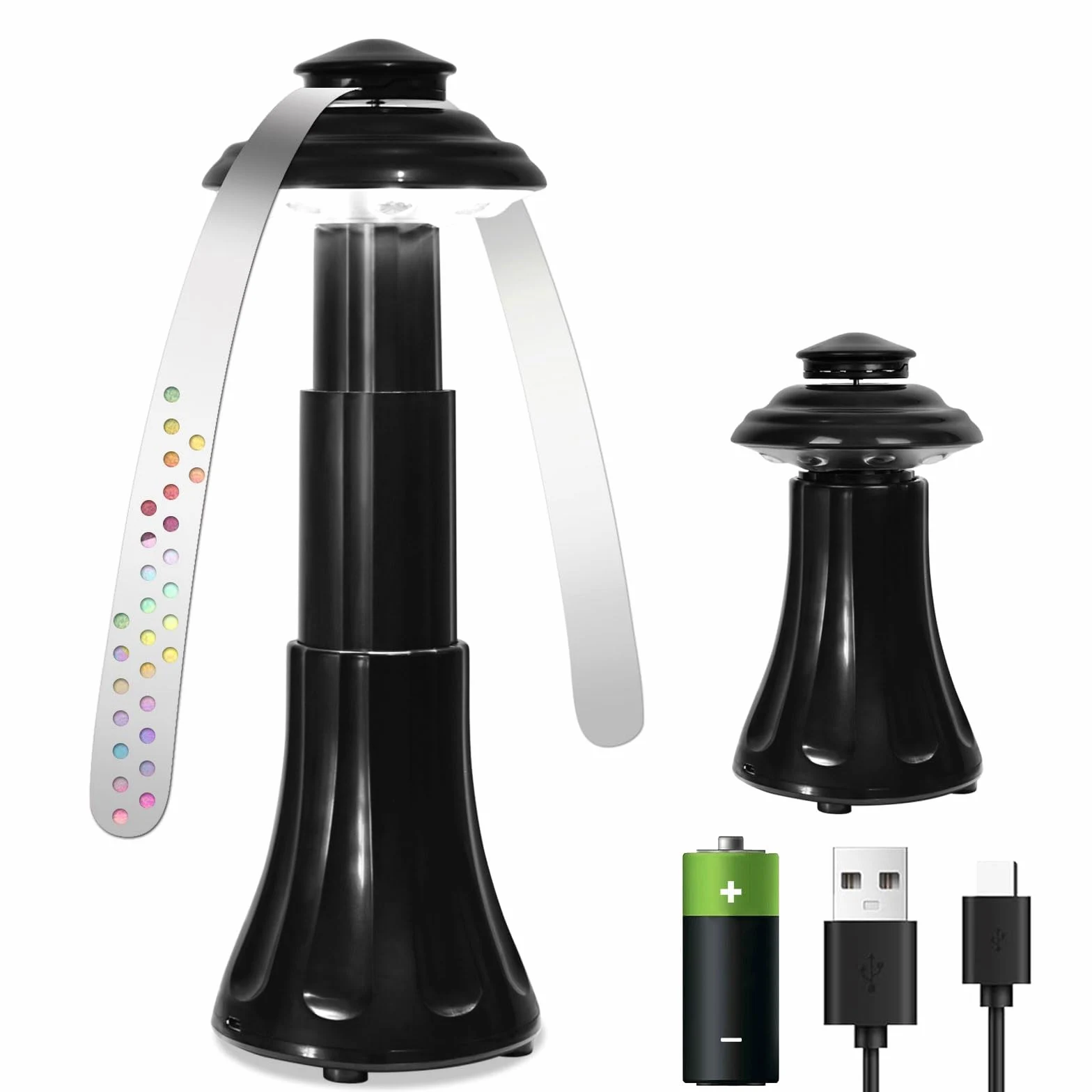 Ventiladores Repelentes de Moscas Portátiles para Mesas con Luces LED Integradas - Solución Compacta y Práctica para Repeler las Molestas Moscas (pack de 3, negro)