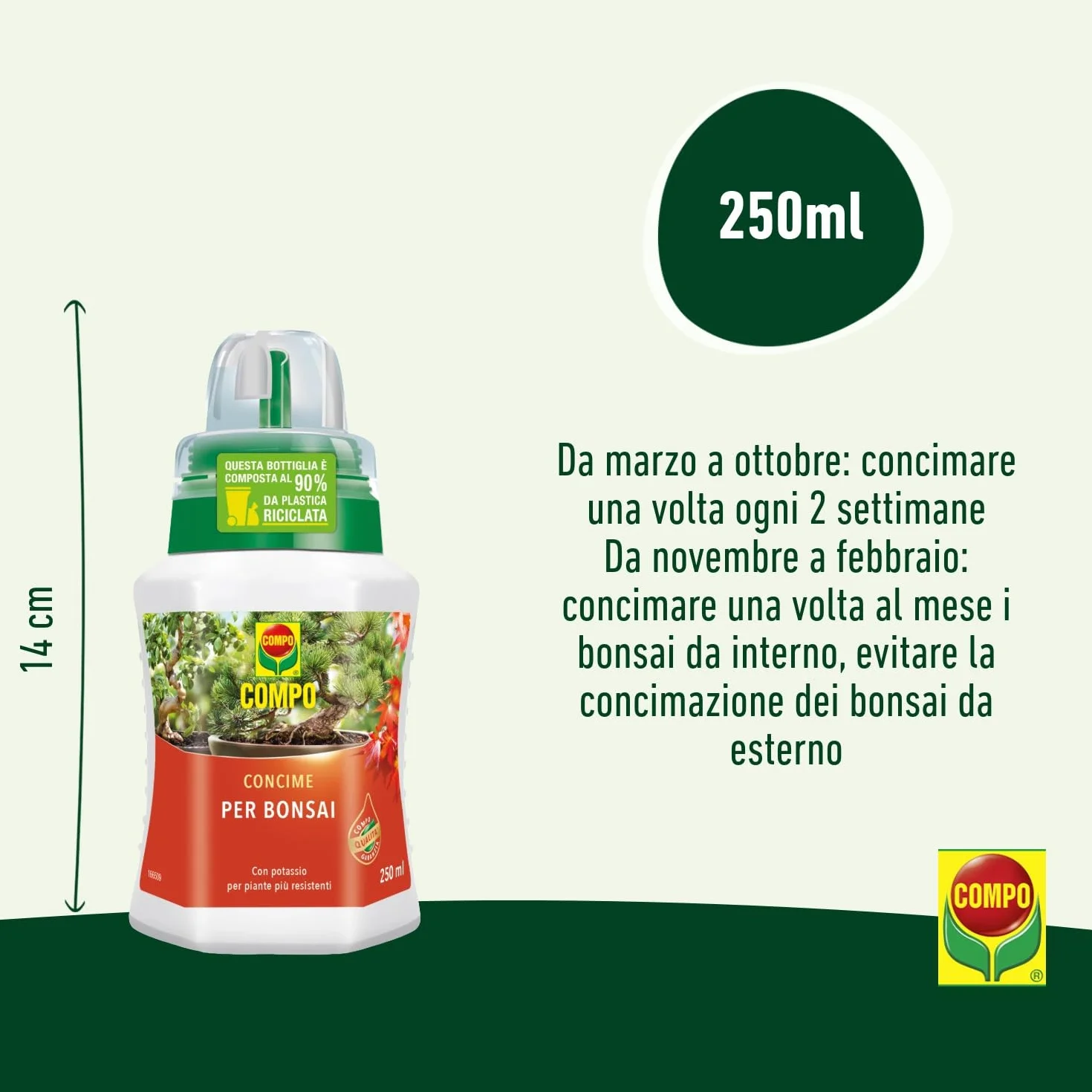 Compo 1200602005 - Fertilizante bonsái, 250 ml, color verde, 6,3 x 7 x 15,5 cm