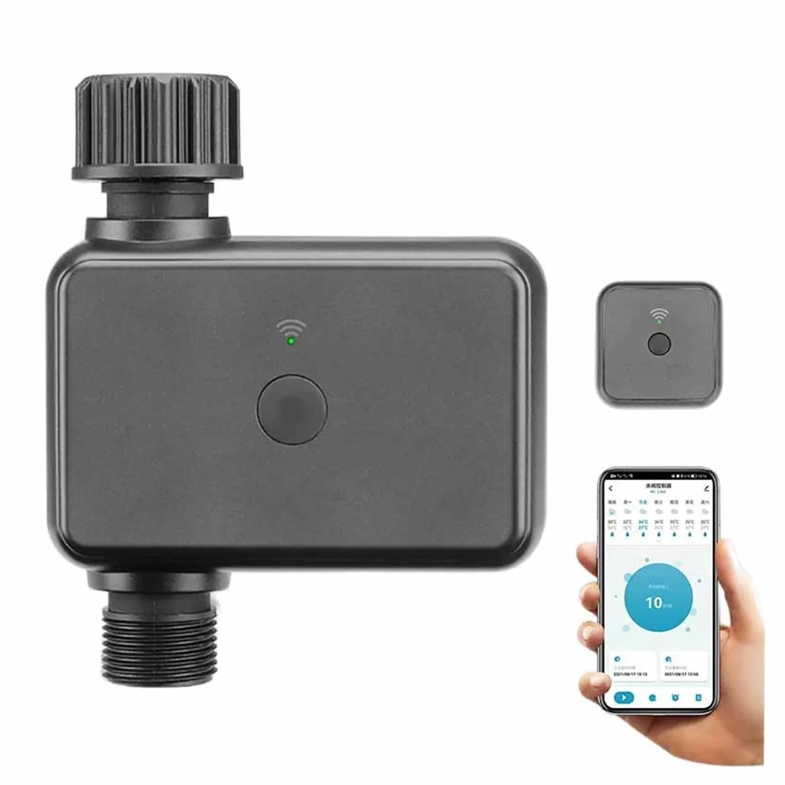 Temporizador de rociadores inteligentes de jardín, temporizador de agua con control wifi 15 programas de riego separados Válvula de agua inteligente(Timer HUB And 1 Head)