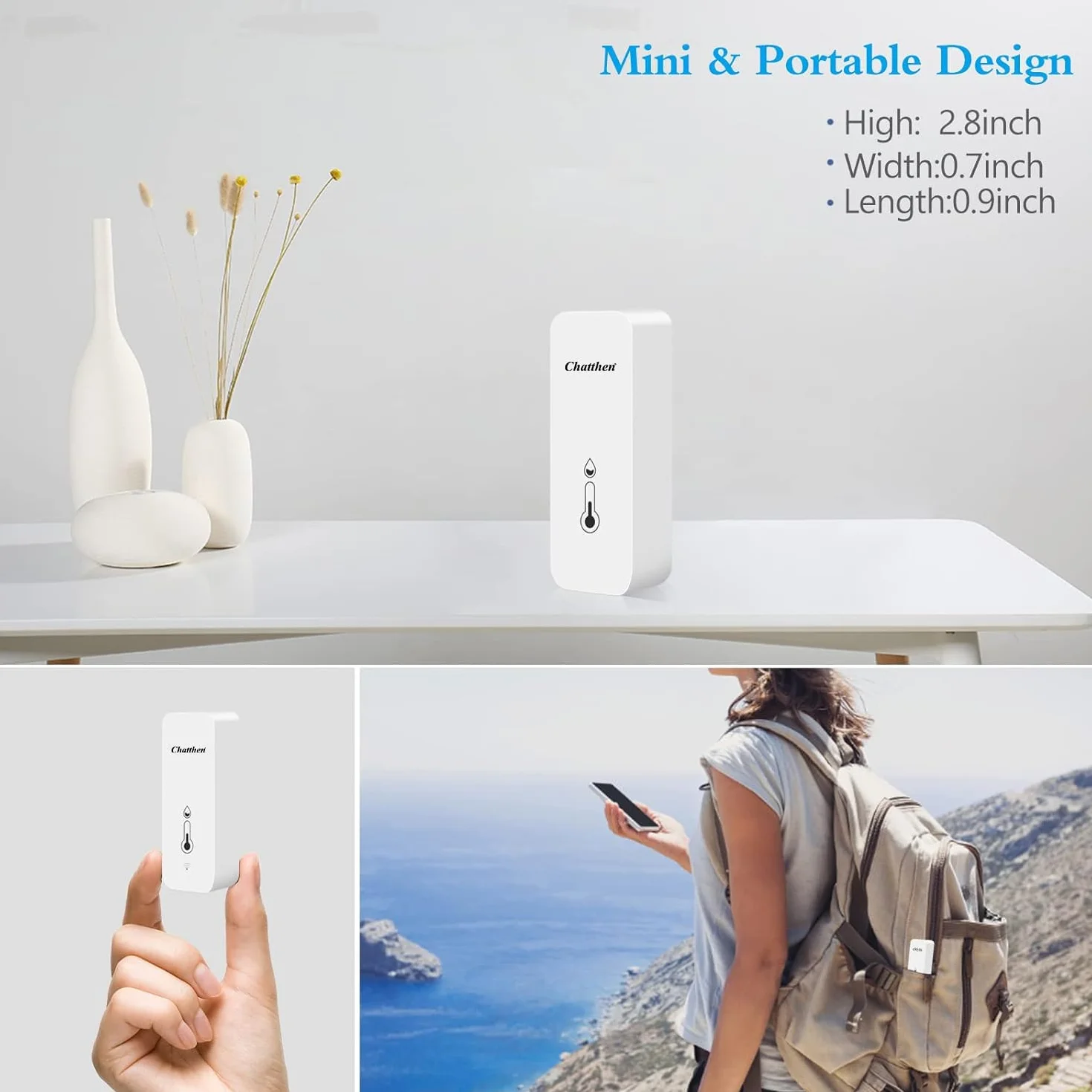 Termometro Humedad Casa WiFi: termómetro higrómetro inteligente para monitor remoto y alerta, termómetro interior de alta precisión con aplicación TUYA, compatible con Alexa (paquete de 2)
