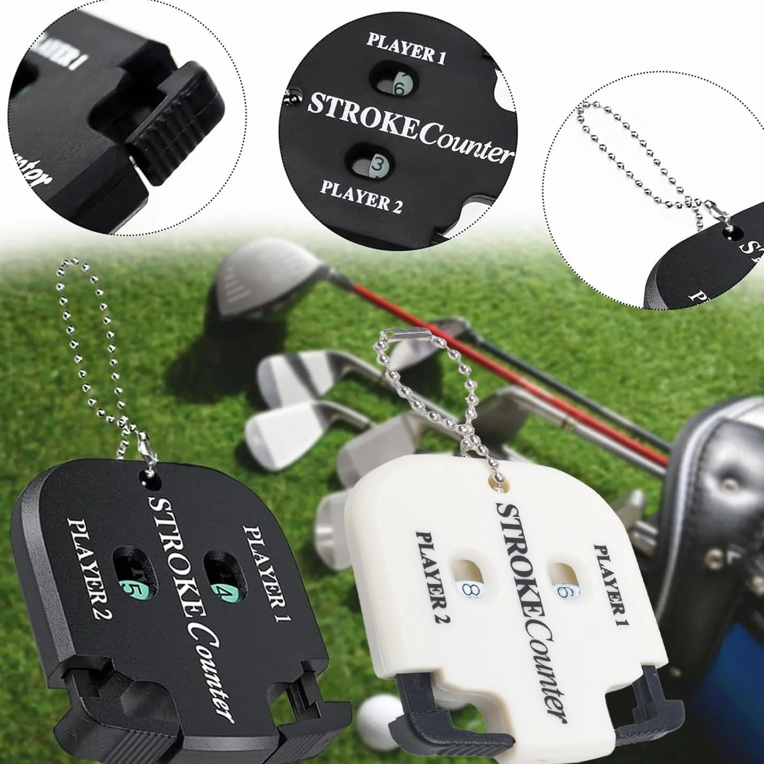 Contadores de Golpes de Golf Manual 2 Piezas Llavero Indicador de Puntuación Accesorios