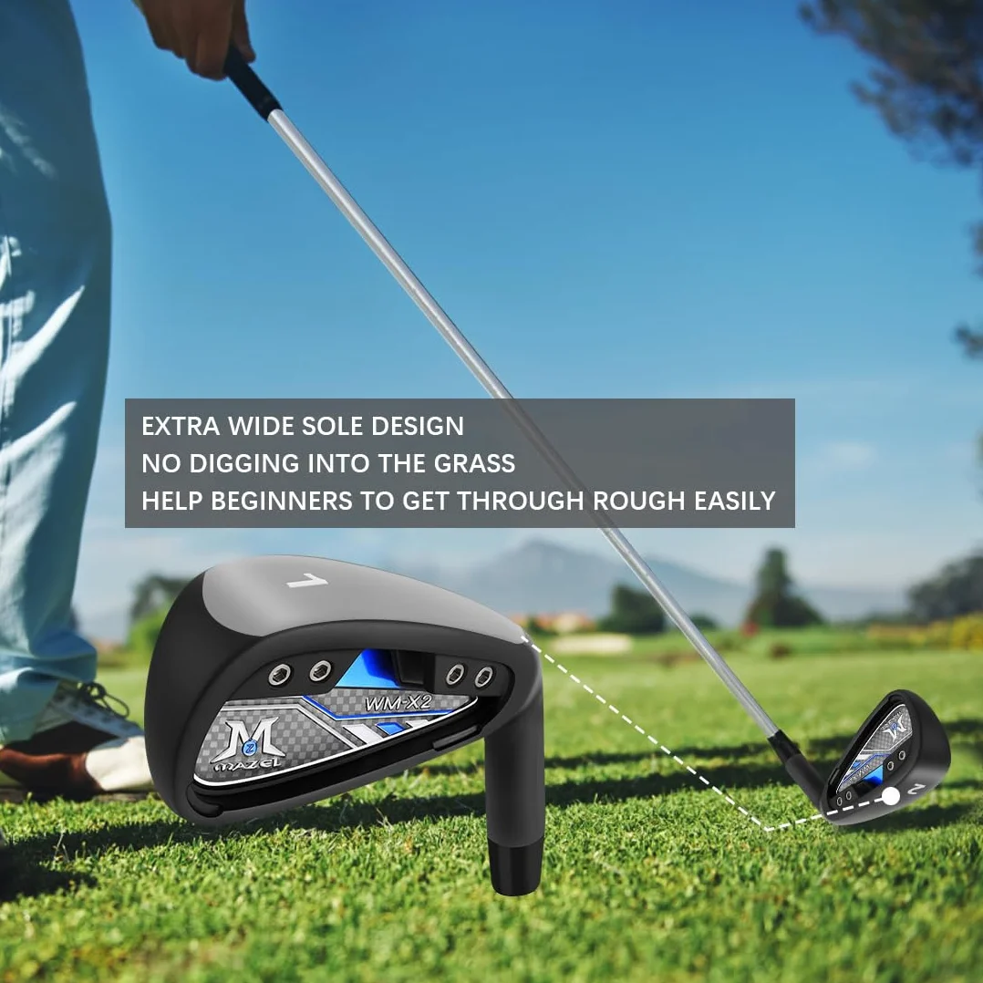 MAZEL Iron Club de golf individual para hombre, cara fresada, eje de acero