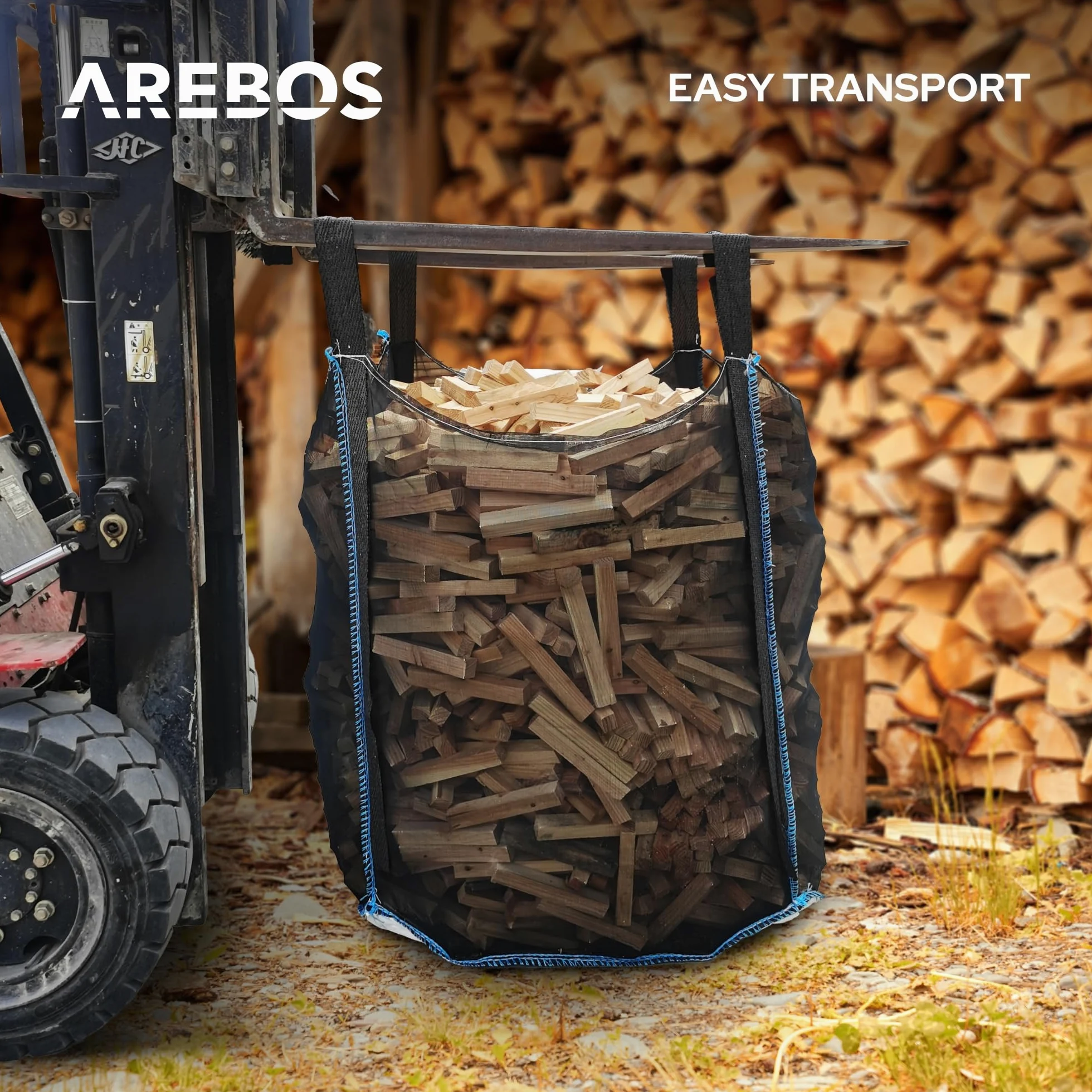 Arebos Bolsa grande | 100 x 100 x 160 cm, con 4 trabillas y delantal | capacidad de carga de 1500 kg | SF 5:1, EN ISO 21898 | saco para escombros de construcción, madera, residuos de
