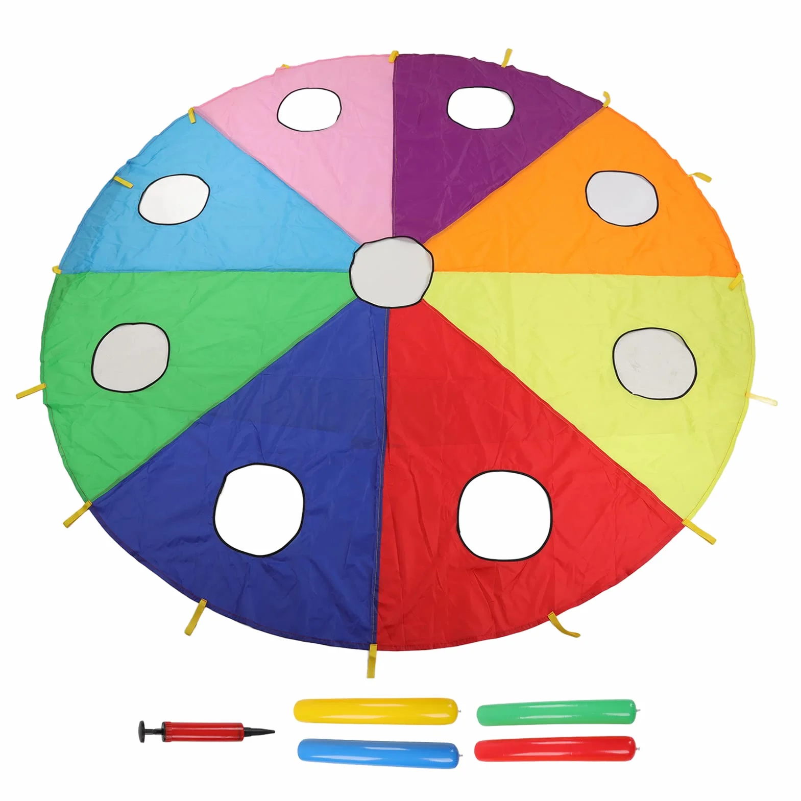 Bnineteenteam Juego de Paracaídas para Niños 9 Agujeros 305cm Forma Redonda Palo Inflable