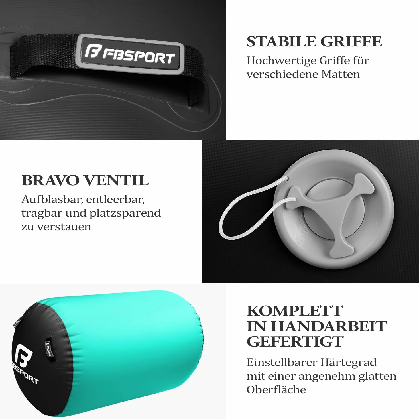 FBSPORT Air Roller 100x60 cm Yoga Gymnastik Zylinder Gym Air Barrel Tumbling Track Sportmatte