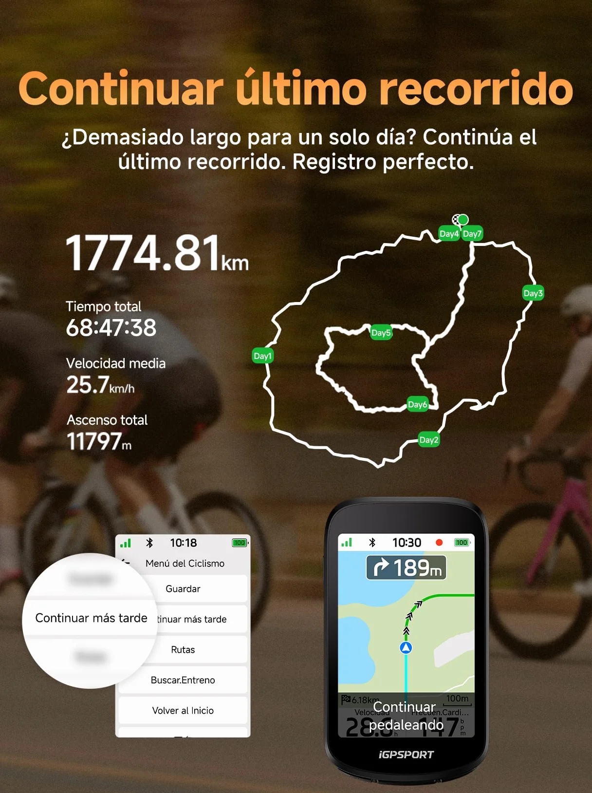 iGPSPORT BSC500 Ciclocomputador GPS Bicicleta Pantalla Táctil 3,3" Navegación Boz Timbre Electrónico Entrenamiento 32GB