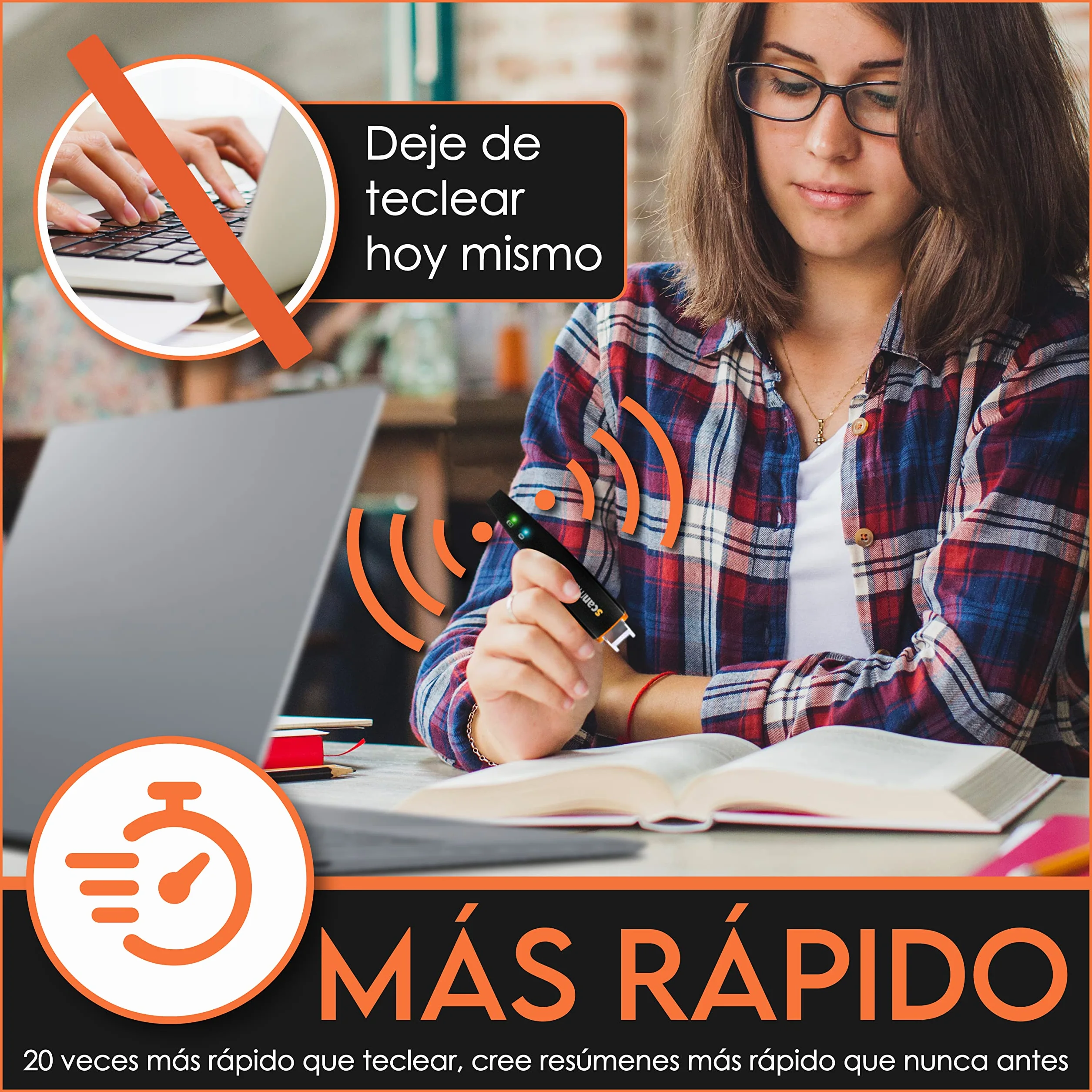 Scanmarker Air Lápiz Escáner Lector OCR Digital Inalámbrico Negro