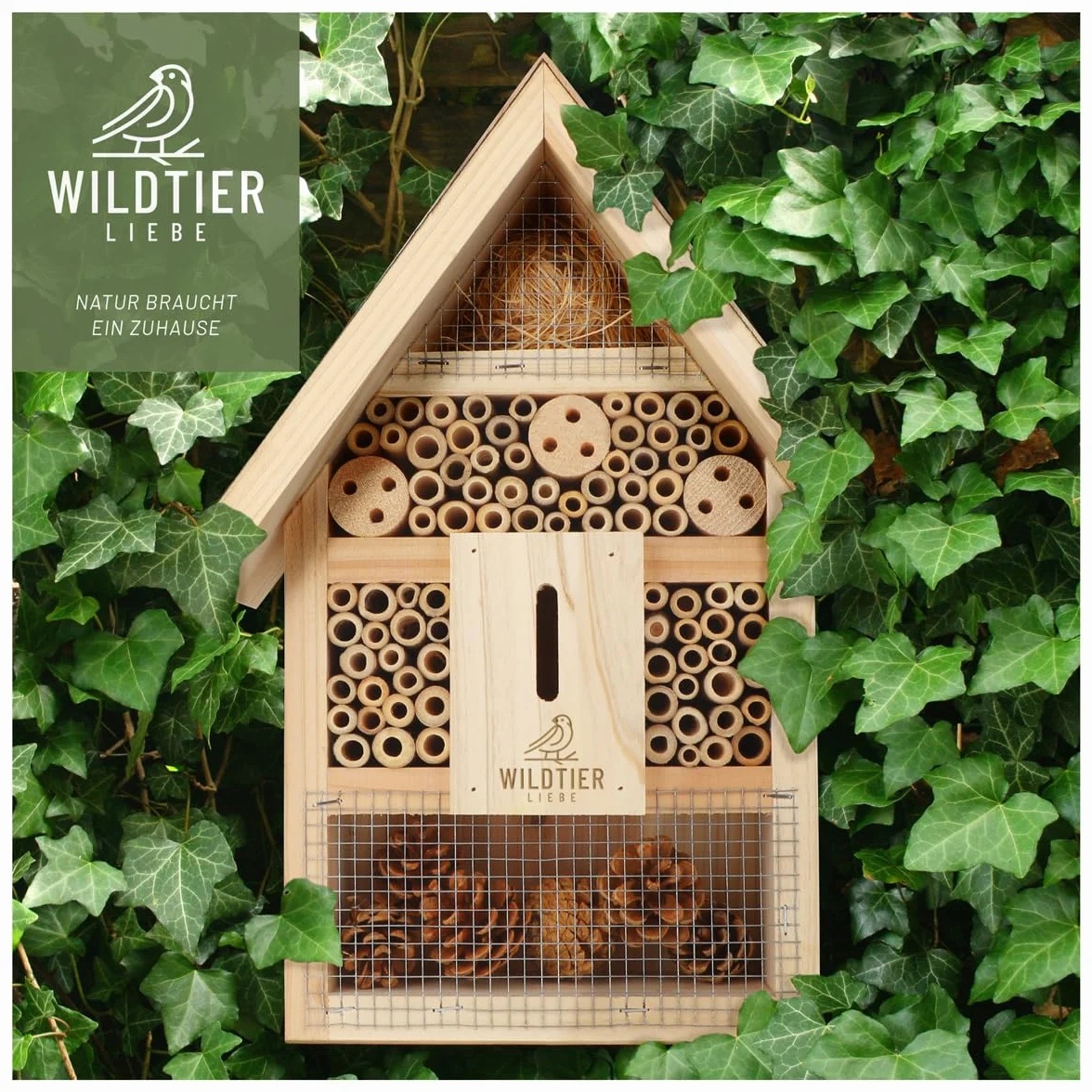 wildtier liebe Hotel para insectos grande, hotel de abejas sin tratar, incluye atrayente, madera maciza atornillada, casa para insectos para abejas, mariquitas y mariposas, hotel de abejas