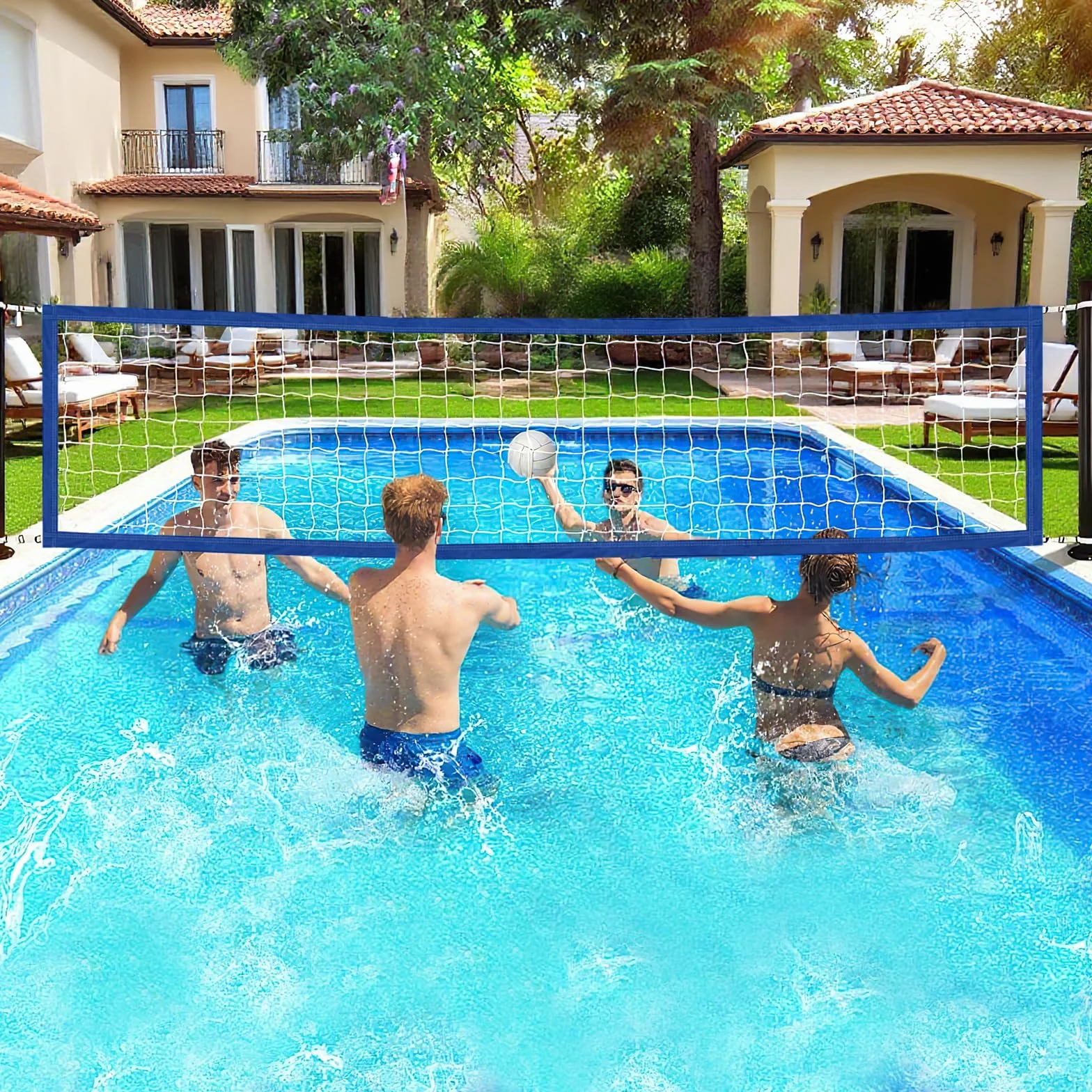 Red de voleibol de piscina 457 x 91 cm – Impermeable, portátil, polietileno (PE) para juegos acuáticos