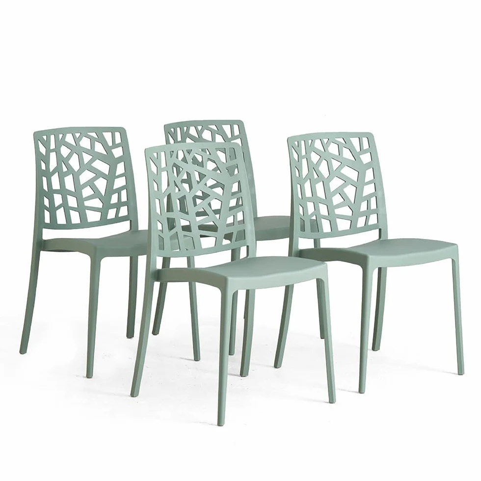 SIEDITI FUORI E DENTRO Sillas de Jardin en polypropylène Avec Fibre de verre, Sillas empilables pour extérieur ou intérieur, Design Moderne et Naturel - Trixy (4 Sillas, Verde Salvia)