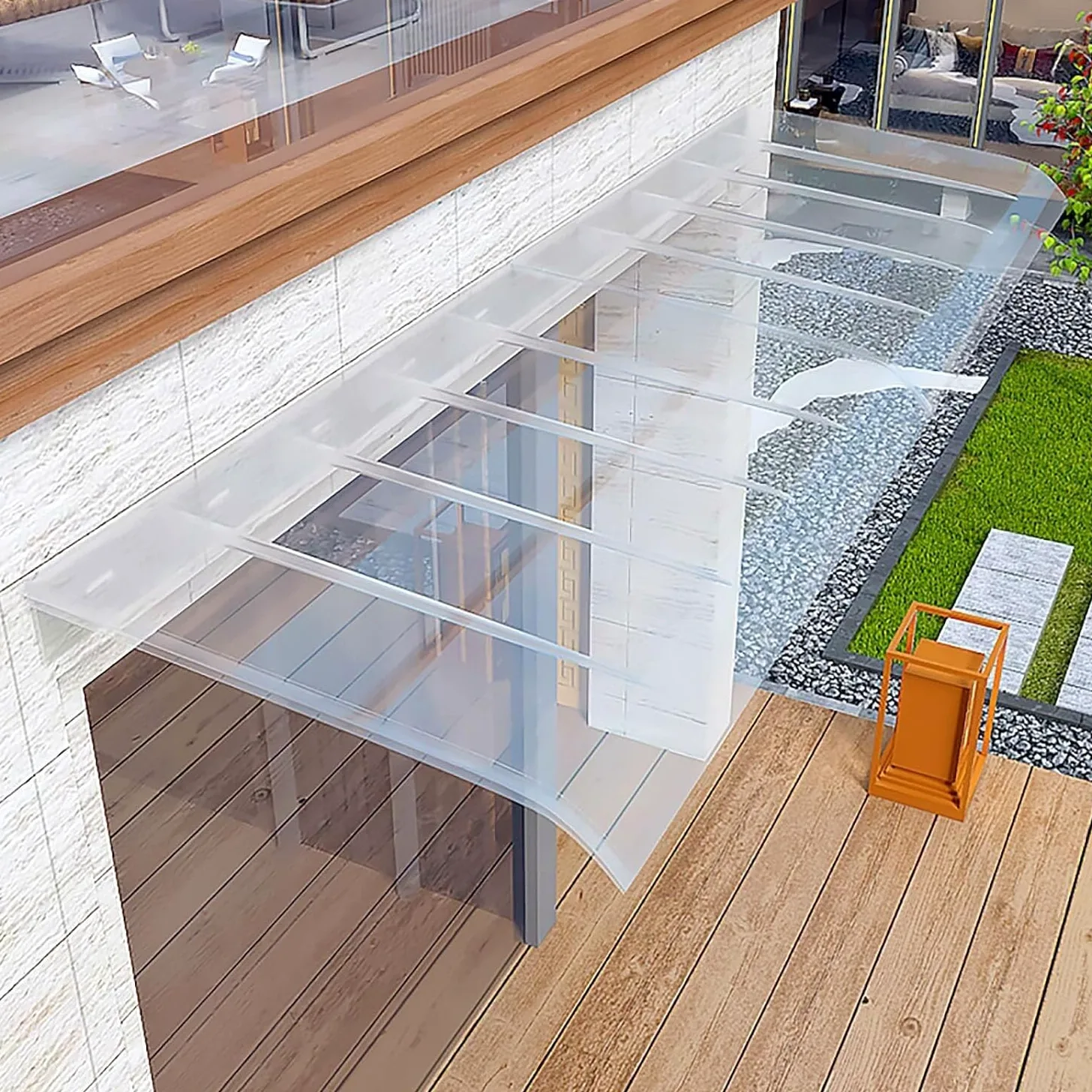 Toldo invisible para puerta, escudo de policarbonato de 3 mm de grosor para entrada, protección UV y lluvia, ideal para ventanas, porches, patios, techos (50 x 40 cm)