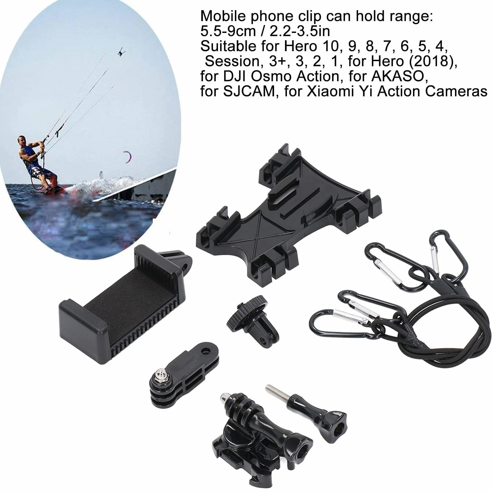 Soporte para Hilo de Cometa Kitesurf, Montaje de Cámara, Diseño Cruzado para Monopatín