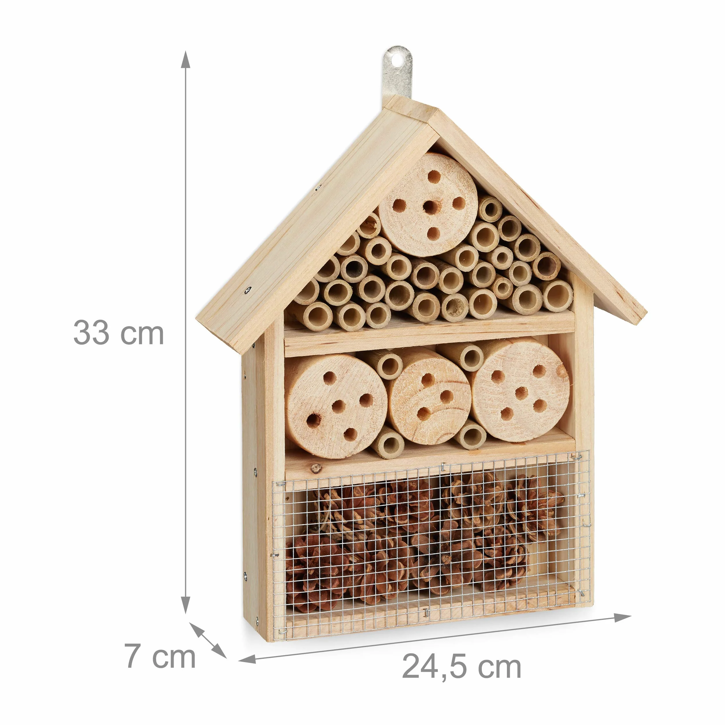 Relaxdays Hotel Insectos, Kit de Construcción, Observador, Casa, Madera-Bambú-Acero, 1 Ud., 33 x 24,5 x 7 cm, Marrón