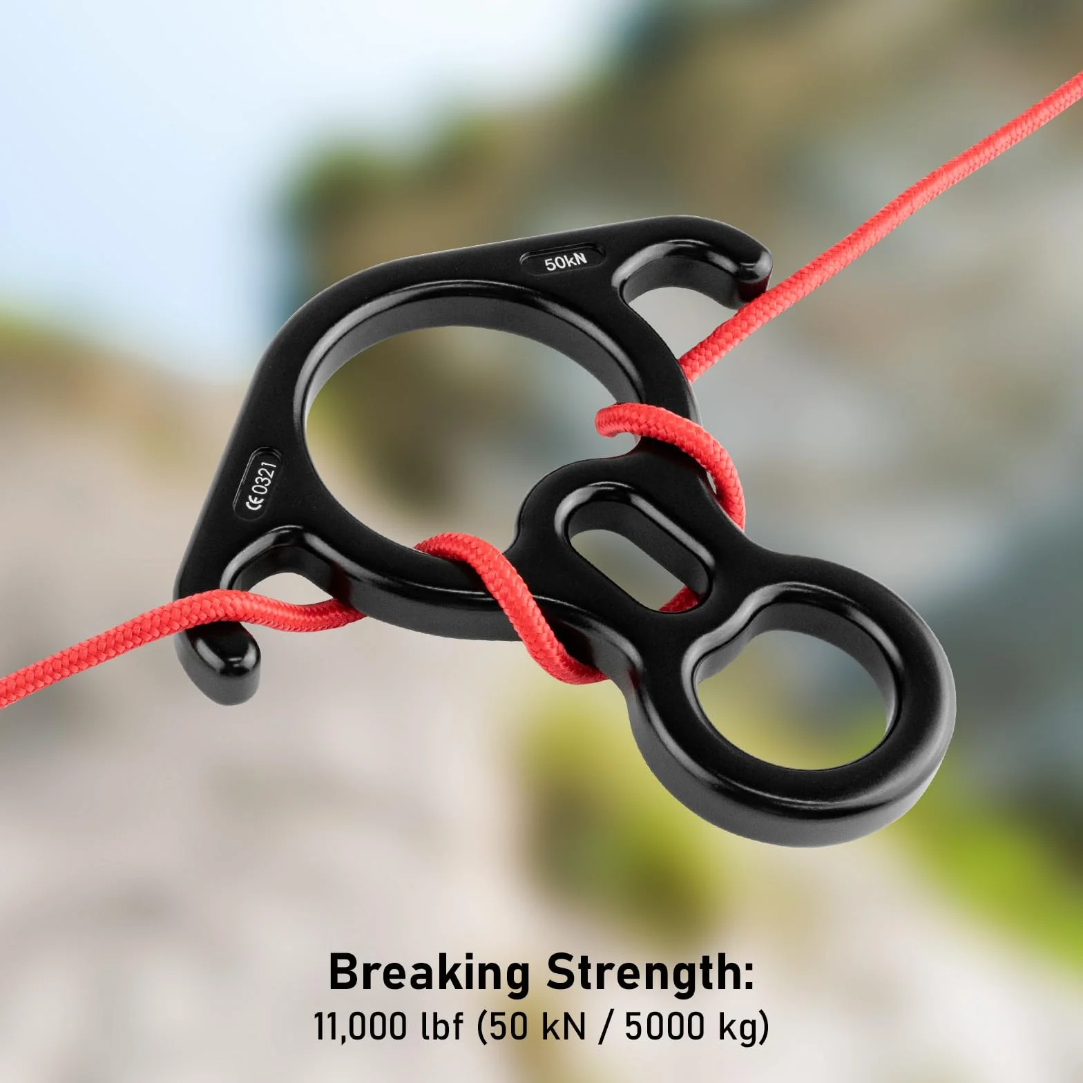 Freno de cuerda de rappel de aleación de aluminio 50KN para cuerdas de 8-13mm escalada