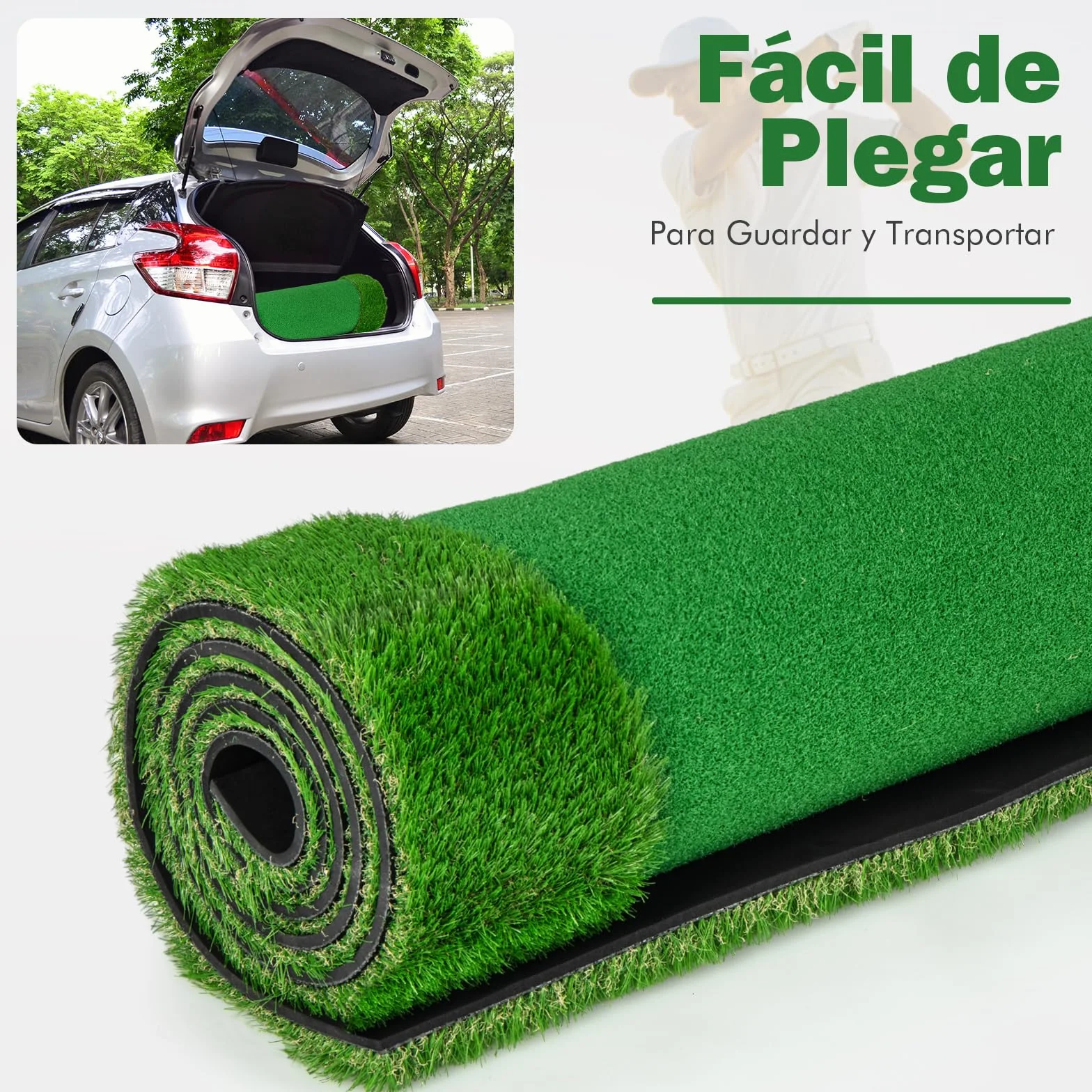 COSTWAY Alfombra de Putting de Golf 300x100 cm 3 Hoyos Banderas Tazas