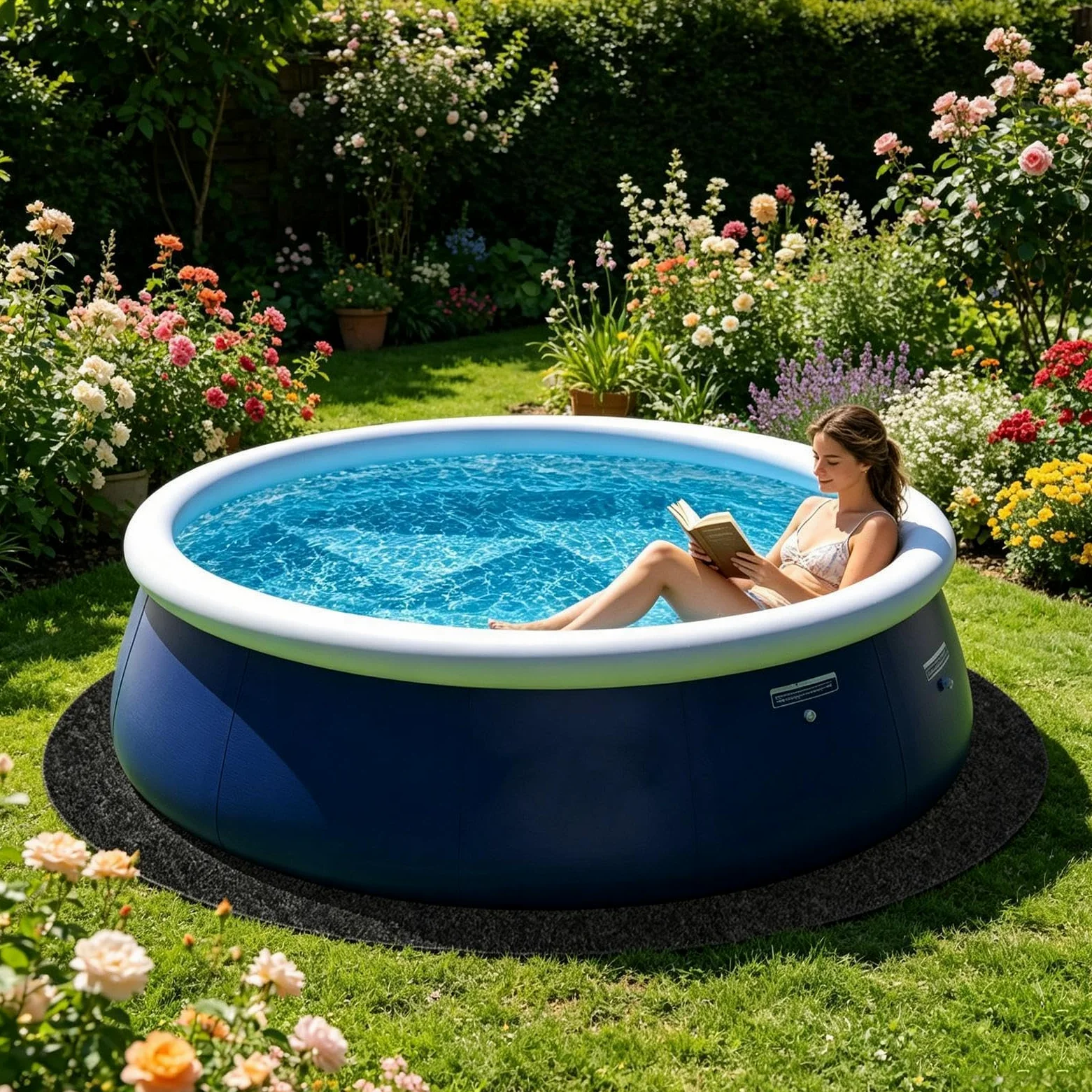 Alfombrilla Protectora para el Suelo de la Piscina,Alfombrilla Base para Suelo | Acolchado para Debajo de la Piscina,para Cemento Hormigón Césped Exterior Camping Verano Patio Trasero y Tarima