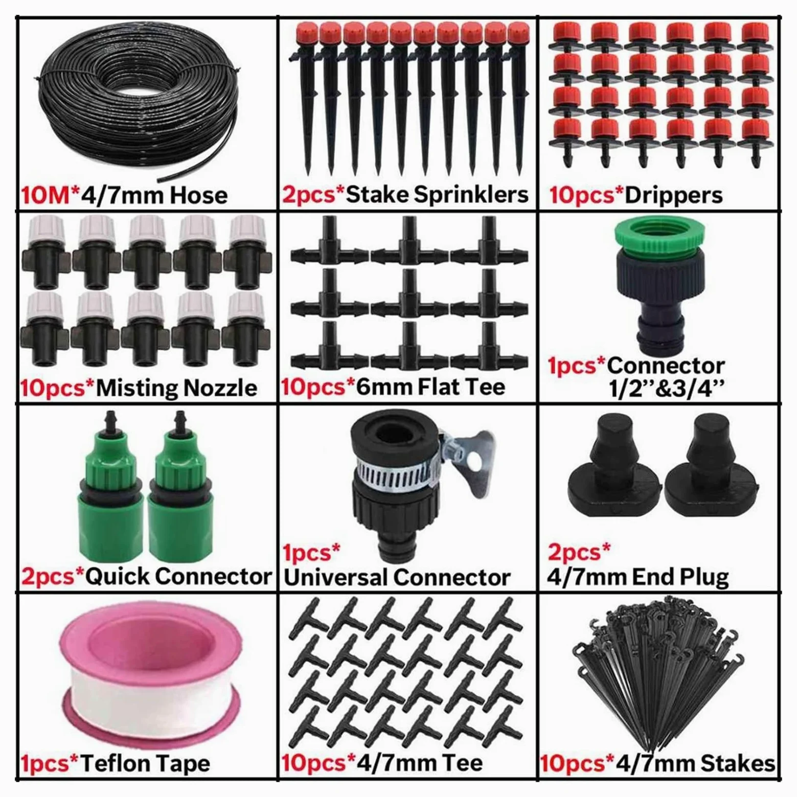 Kit de riego por goteo 5M-50M Kit de riego por goteo automático de jardín y sistema de boquillas, kit de micro gotero para invernaderos de balcón y terraza (color: KSL01-KIT112-10M)